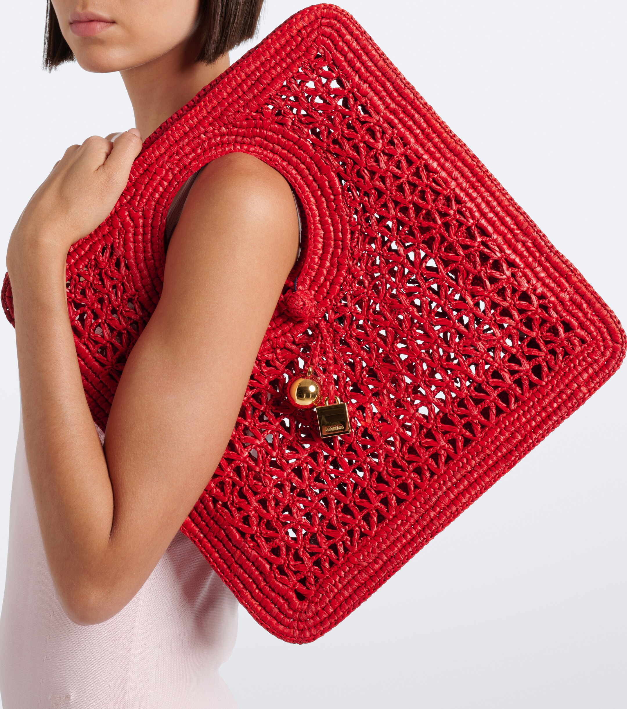 Jacquemus Spiaggia Small raffia top-handle bag
