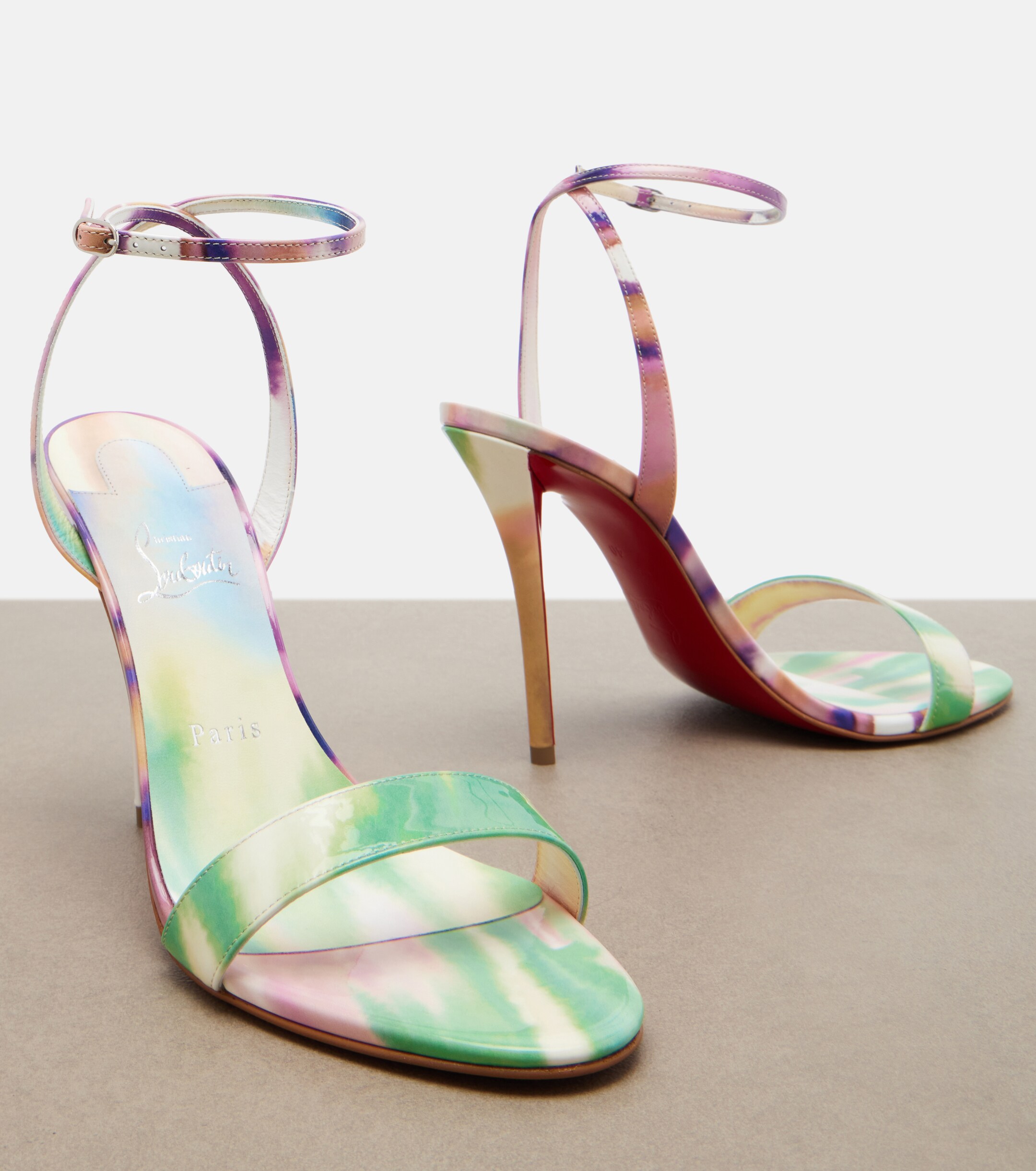 CHRISTIAN LOUBOUTIN Christian Louboutin Miss Z tie dye patent leather sandals