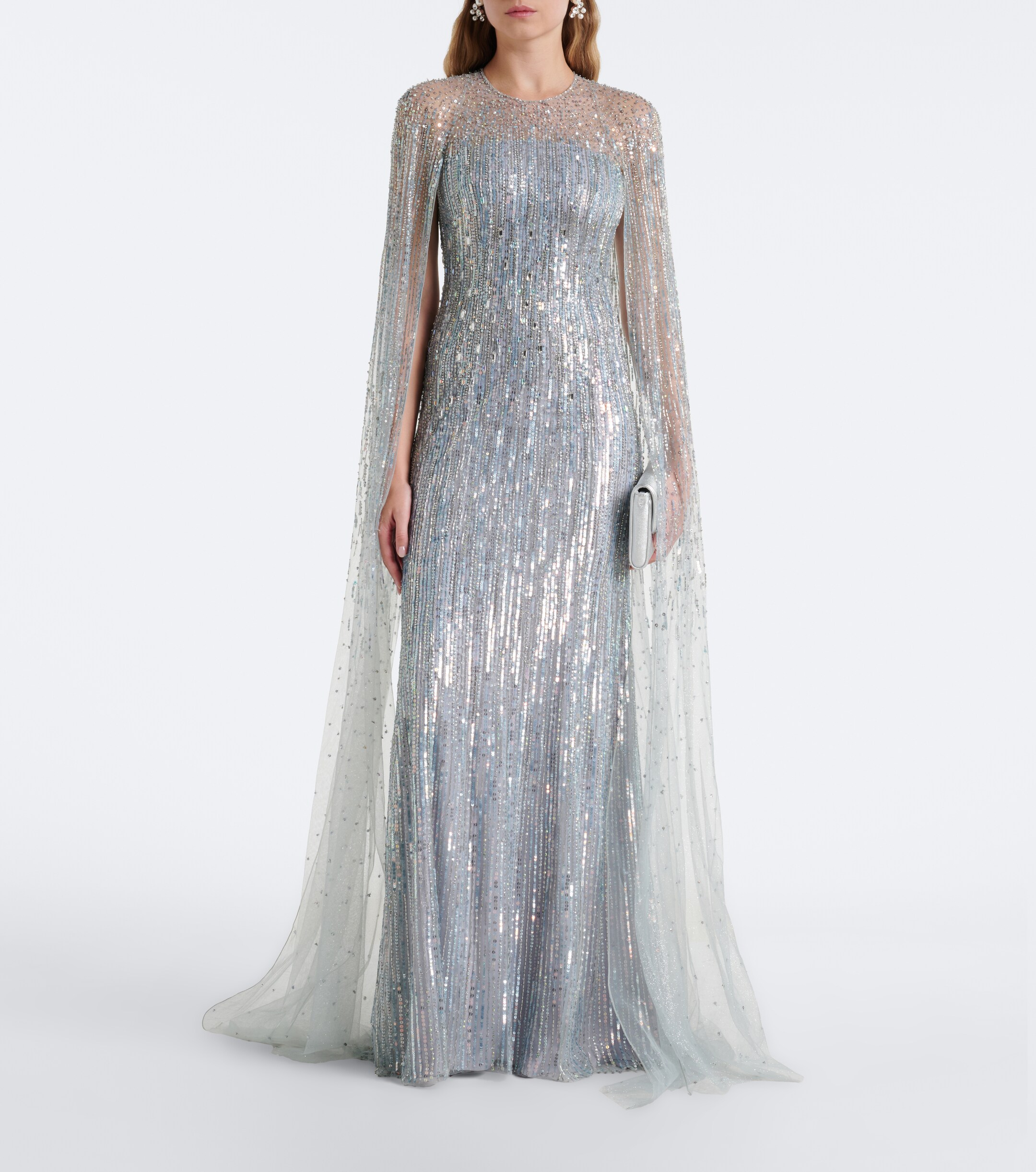 Jenny Packham Jenny Packham Cosmic Dust embellished caped gown