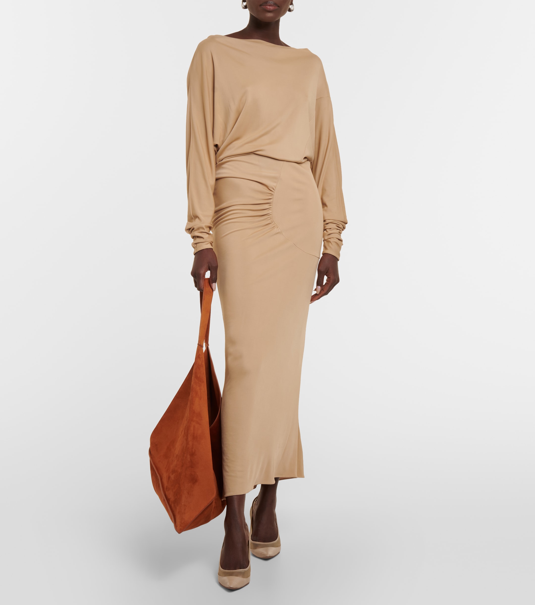 KHAITE Oron ruched jersey midi dress