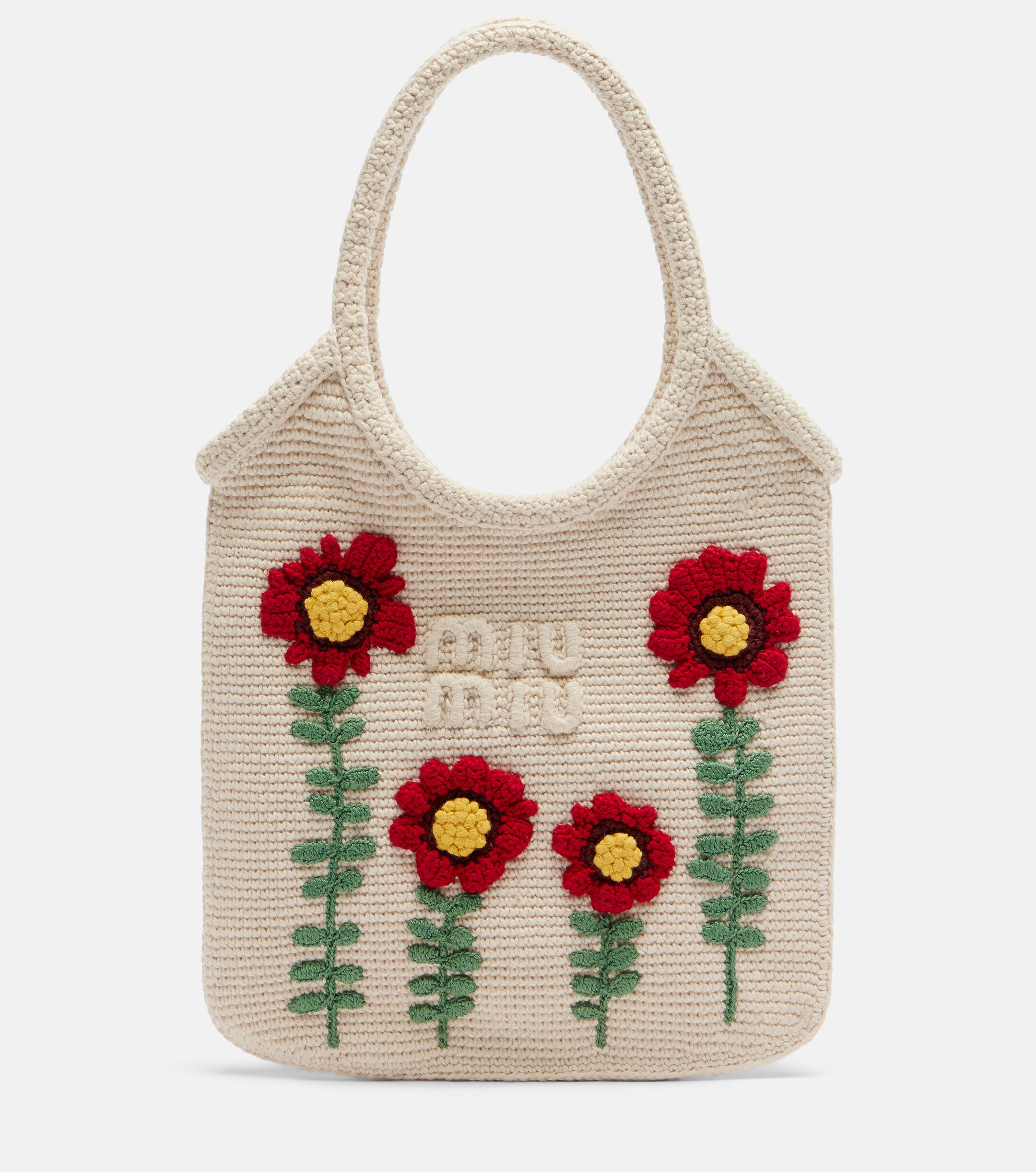 Miu Miu Ivy embroidered crochet tote bag