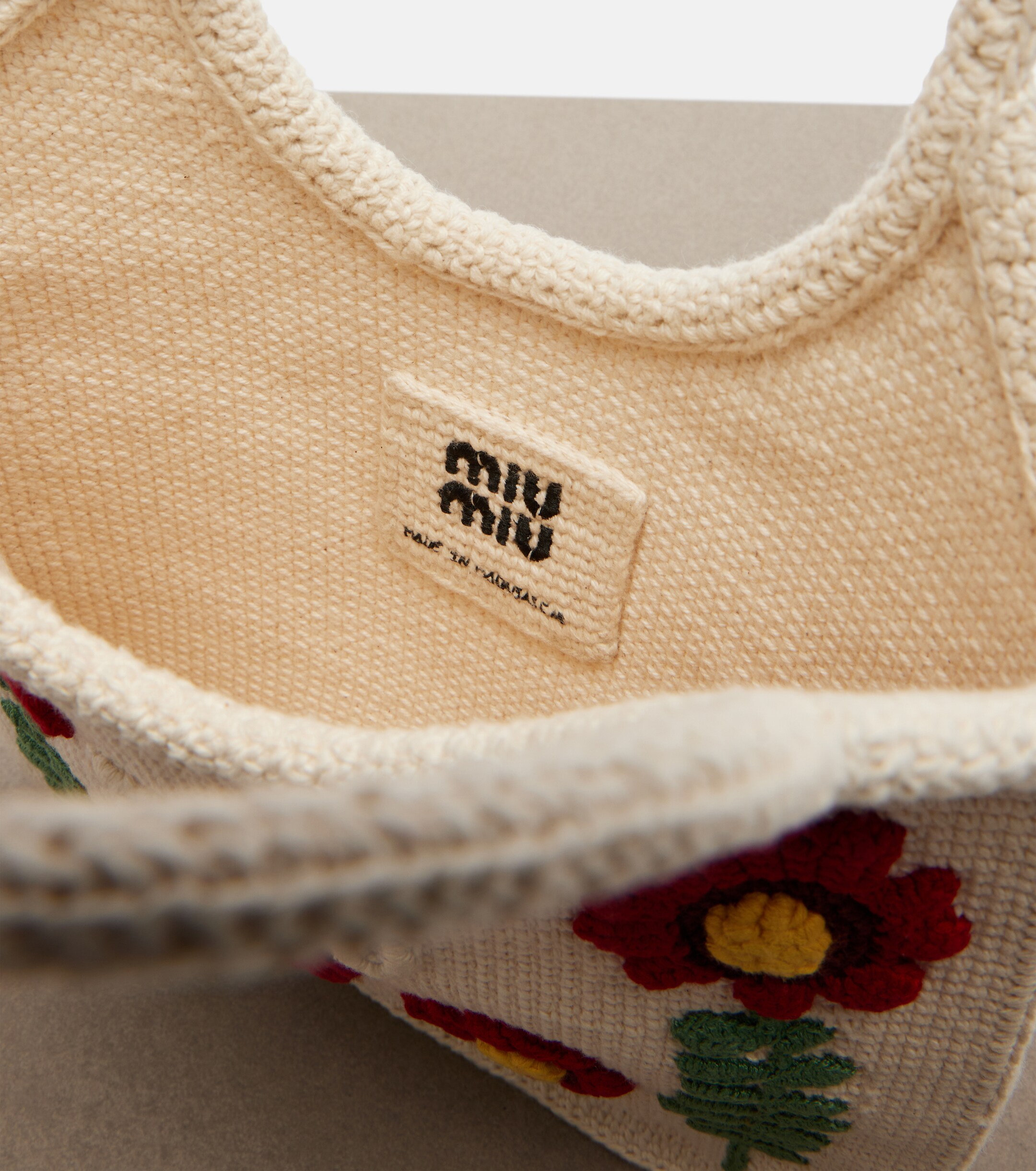 Miu Miu Ivy embroidered crochet tote bag
