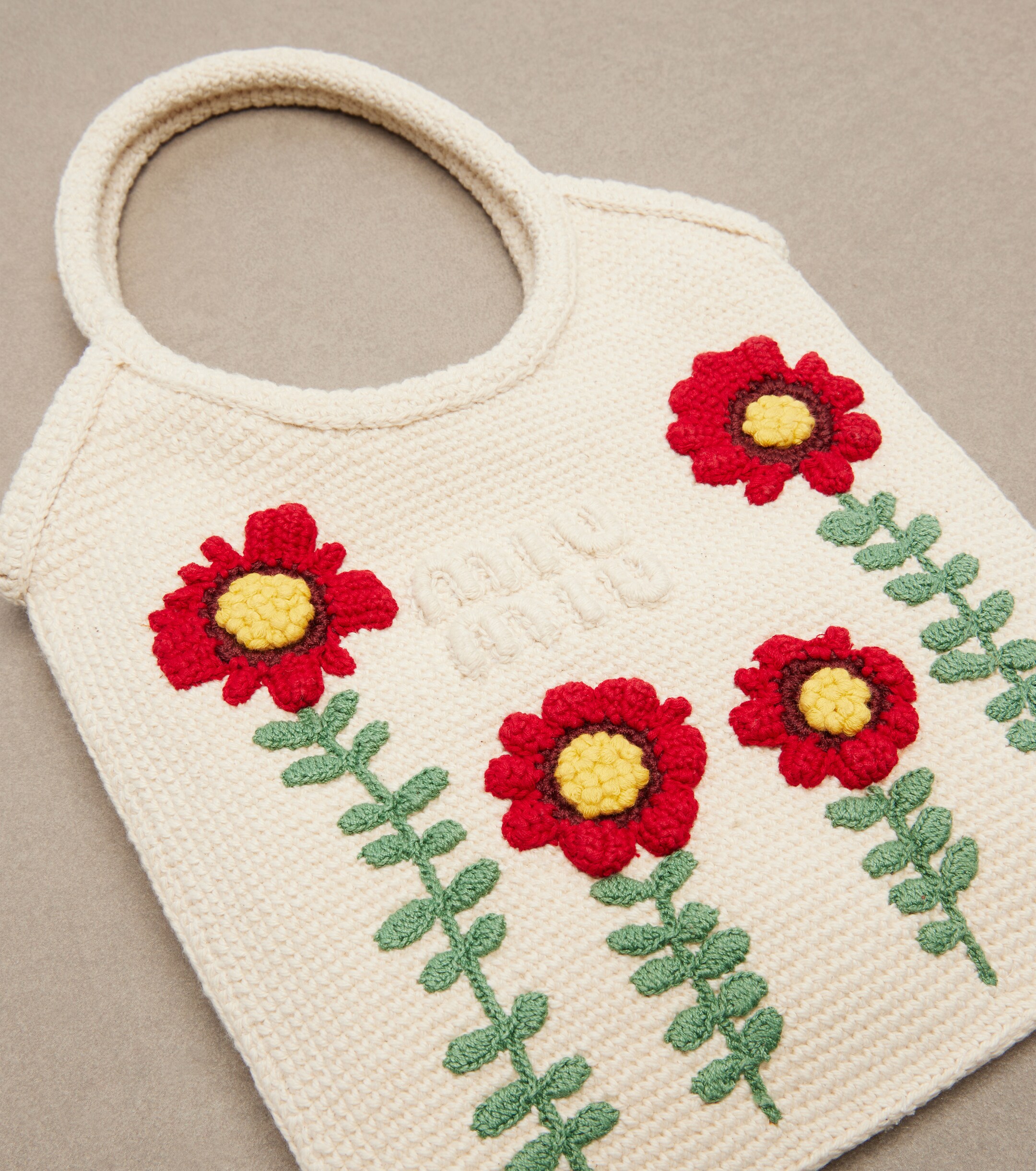 Miu Miu Ivy embroidered crochet tote bag
