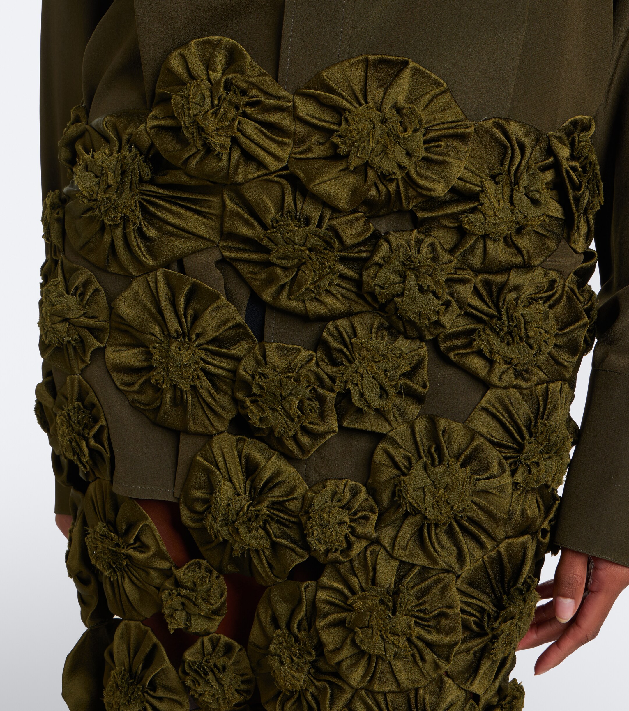 Victoria Beckham Victoria Beckham Floral-appliqué satin midi skirt