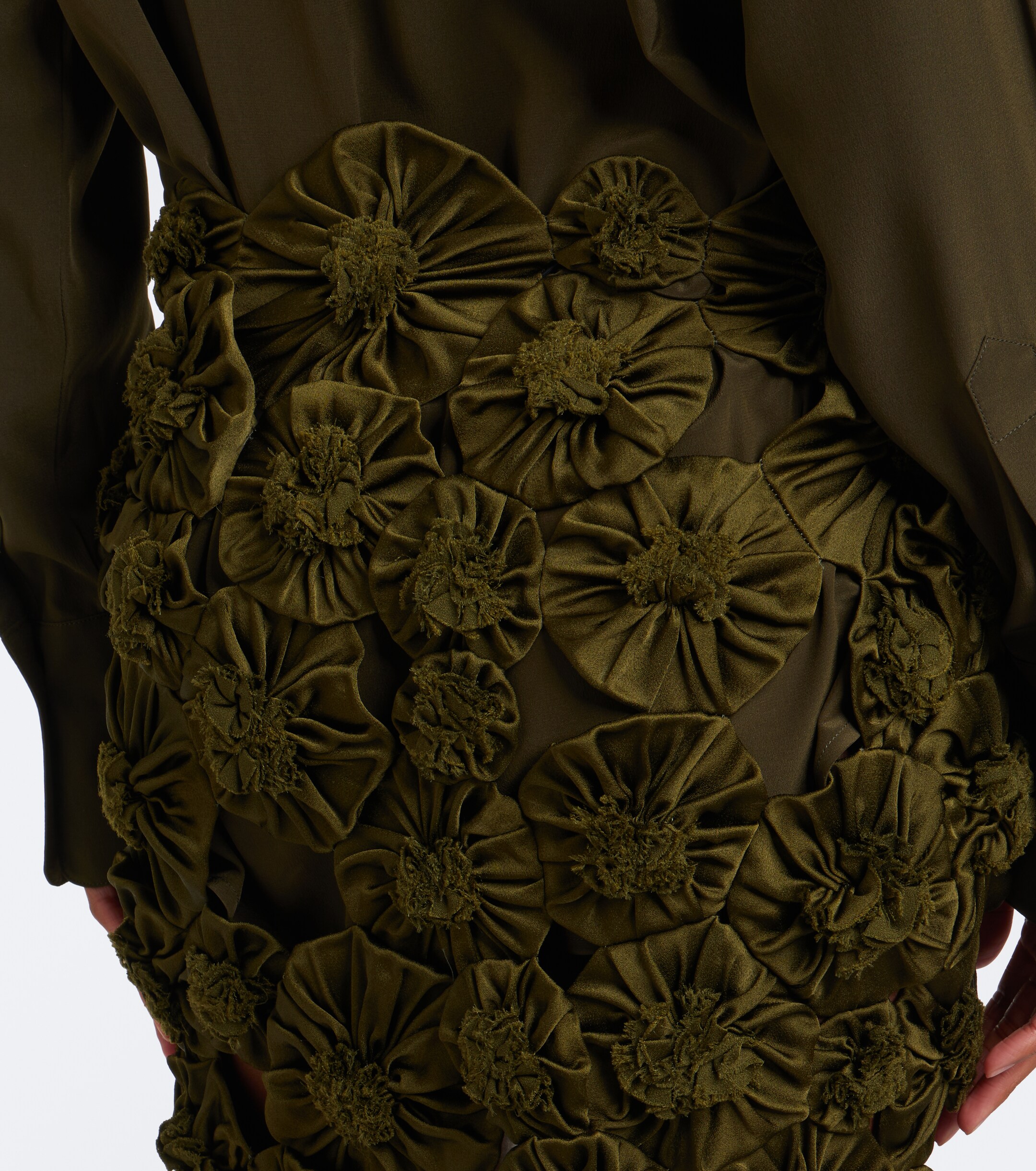 Victoria Beckham Victoria Beckham Floral-appliqué satin midi skirt