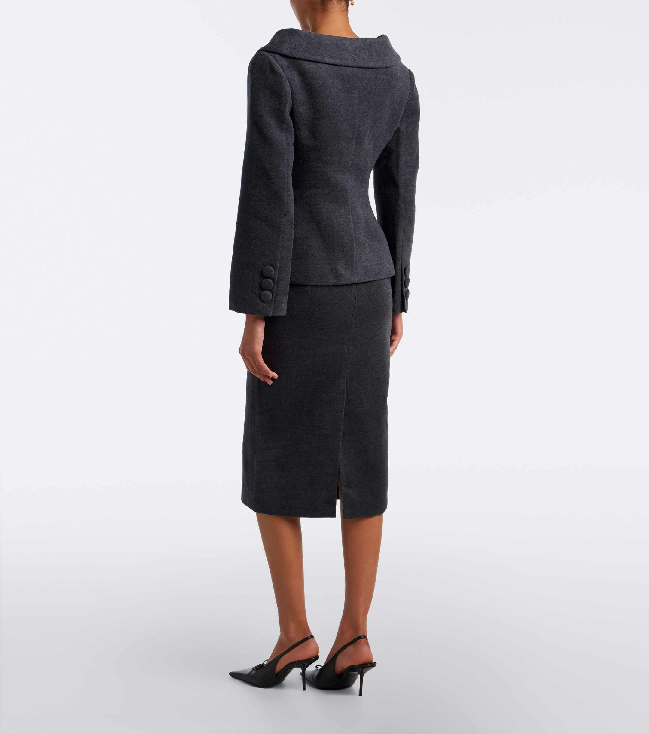 SHUSHU/TONG Shushu/Tong Bow-detail wool and silk-blend pencil skirt