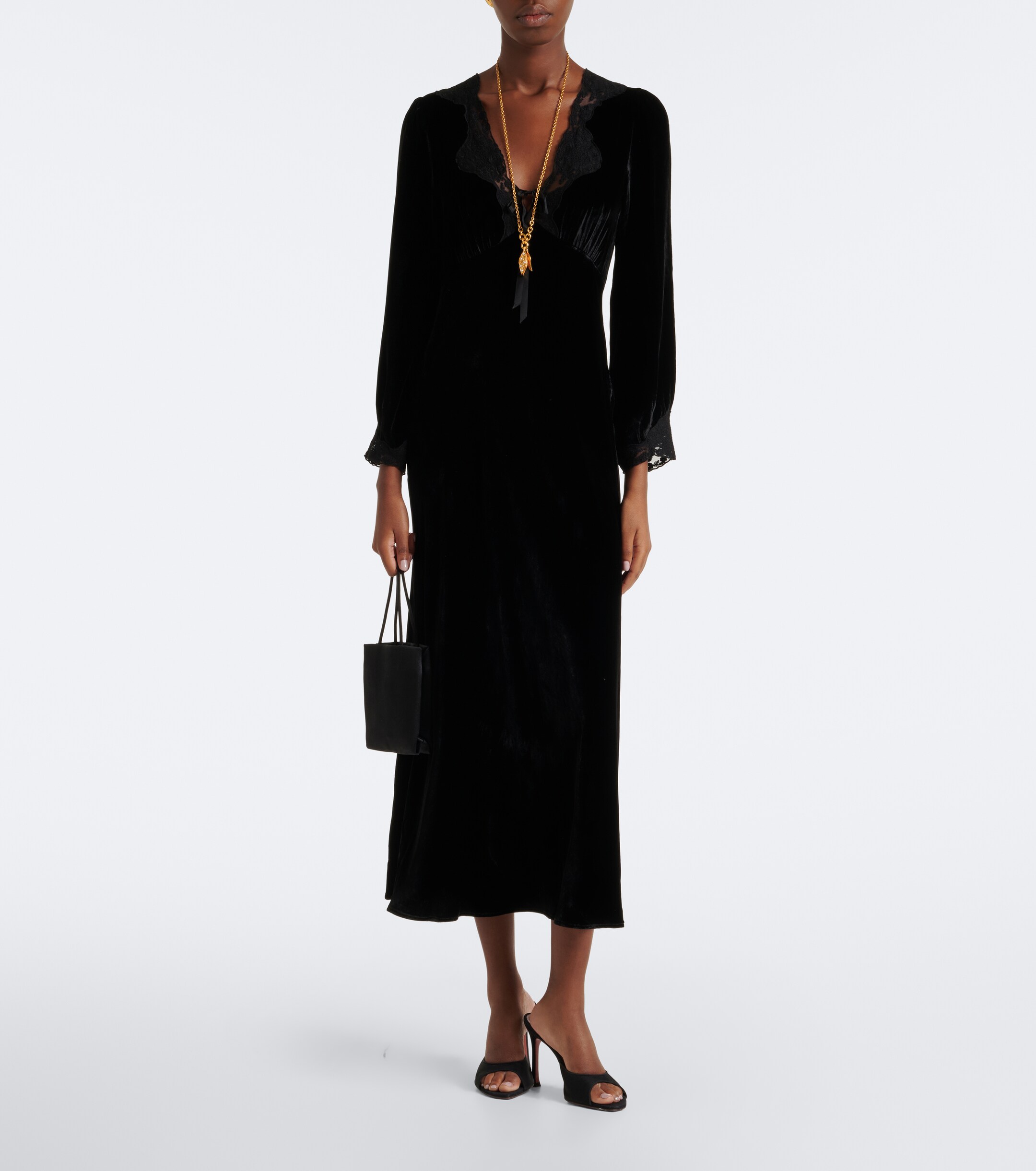 RIXO Rixo Larah lace-trimmed velvet midi dress
