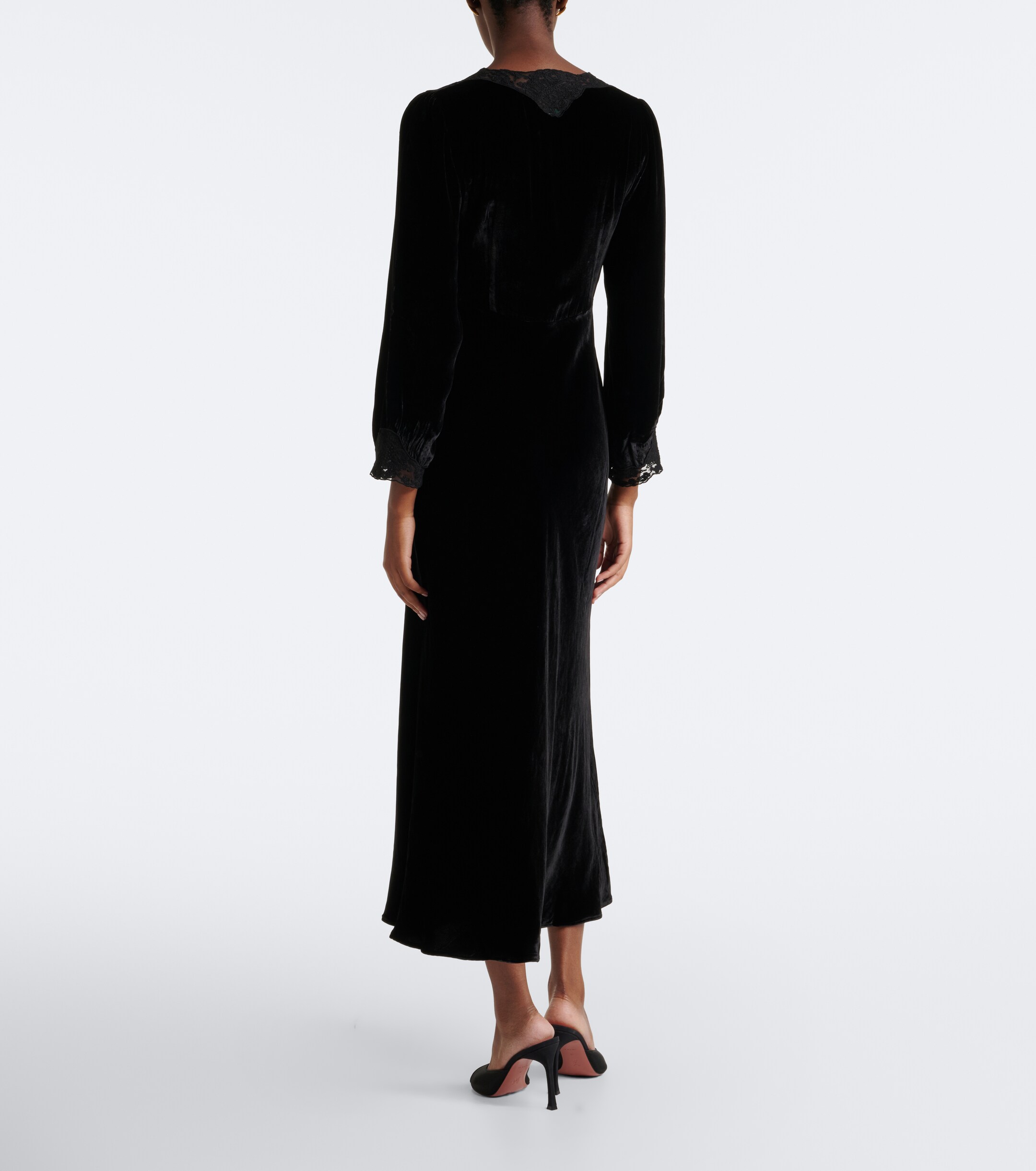 RIXO Rixo Larah lace-trimmed velvet midi dress