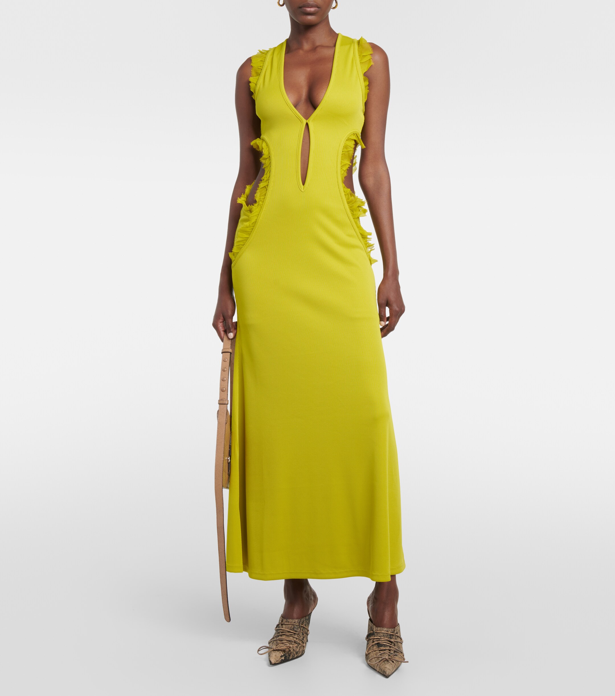 Christopher Esber Carina ruffled cutout midi dress