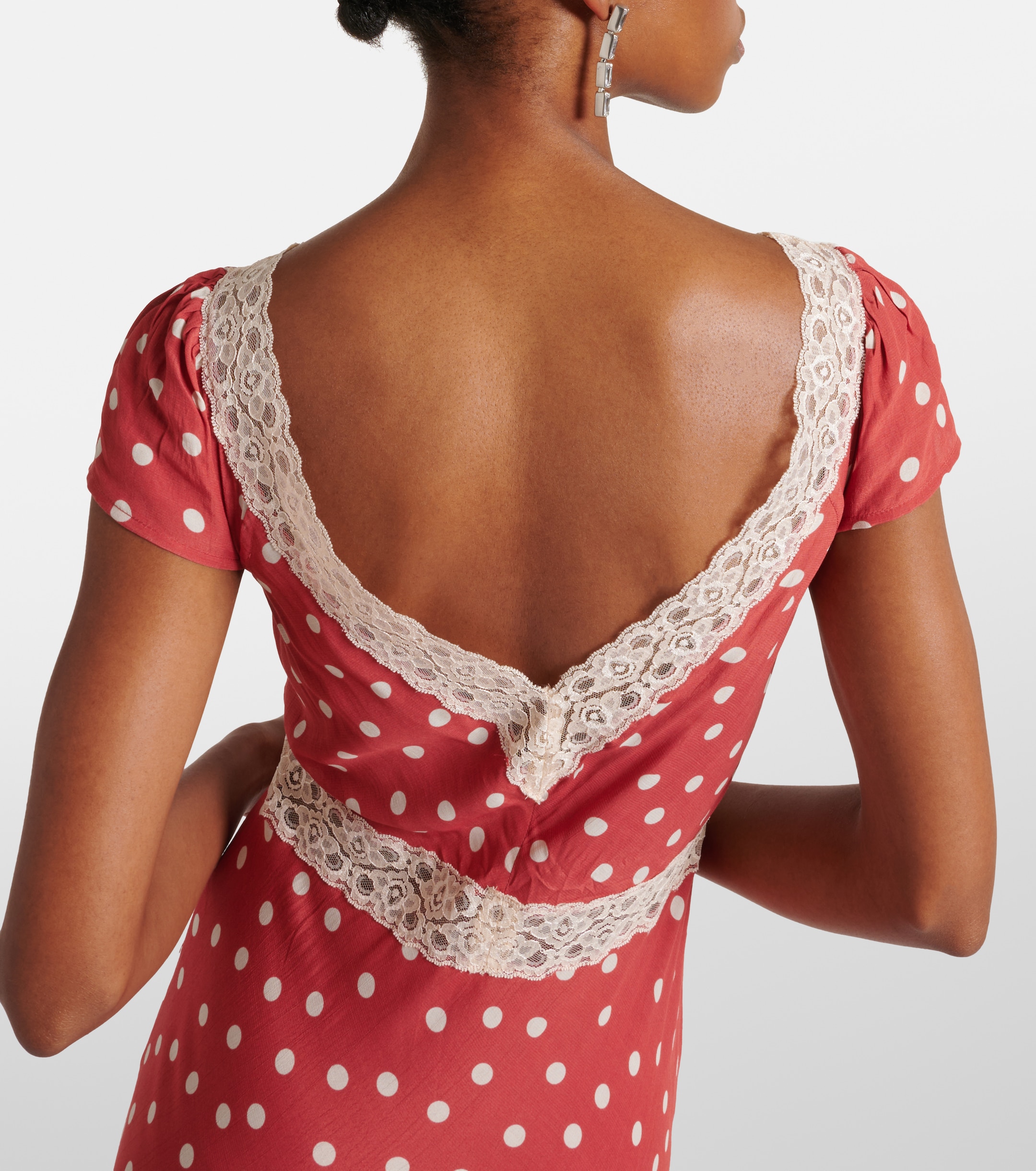 RIXO - Iggy polka-dot lace-trimmed satin midi dress | Plush