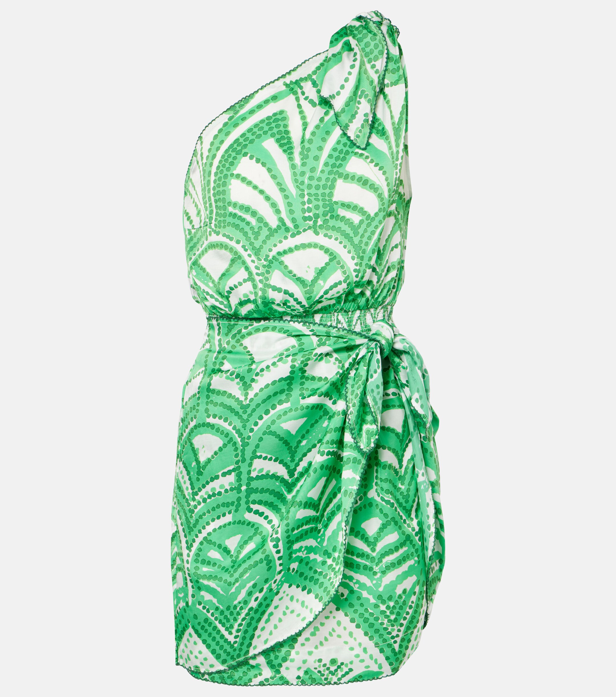 Poupette St Barth Celie printed one-shoulder minidress