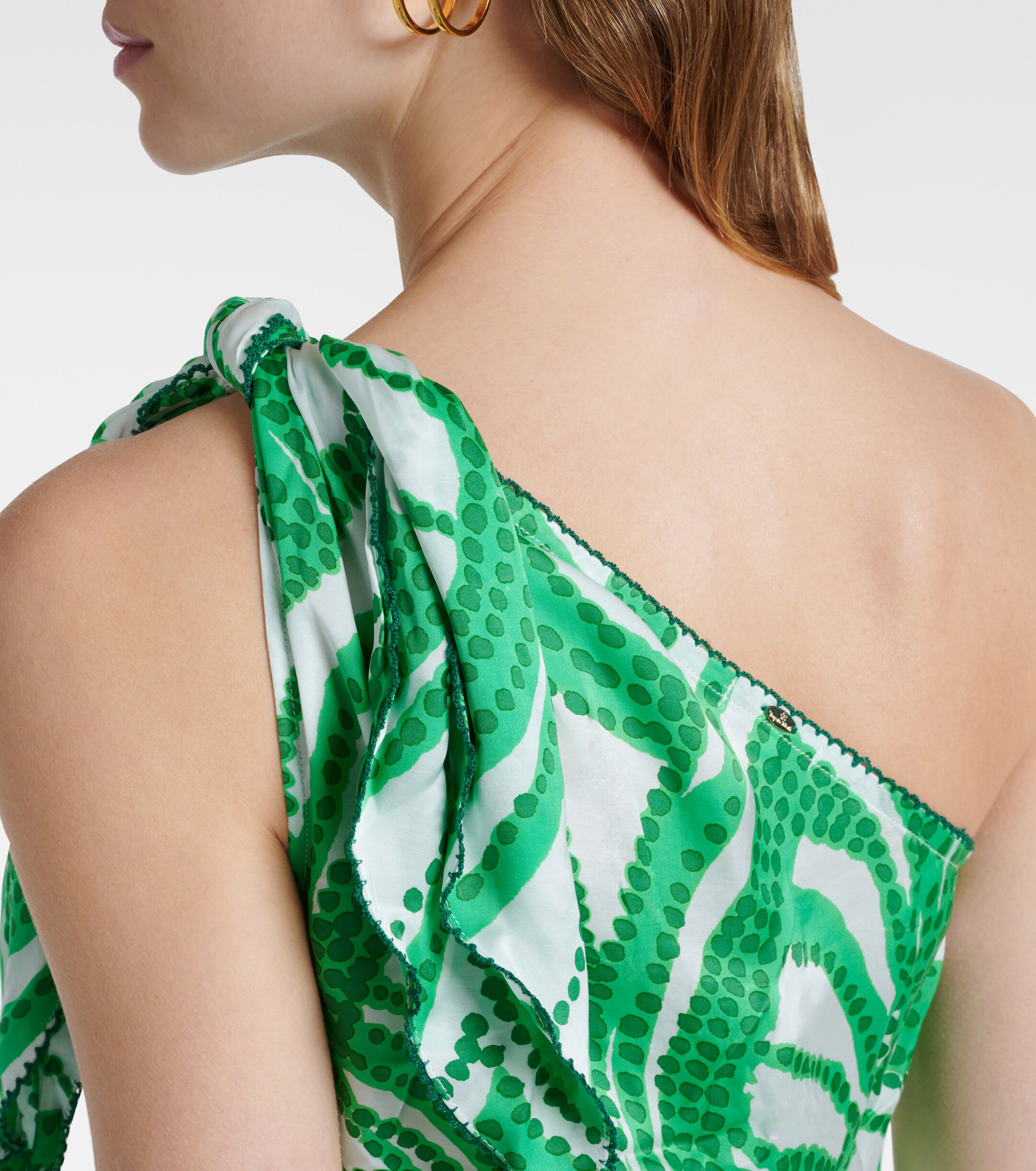 Poupette St Barth Celie printed one-shoulder minidress