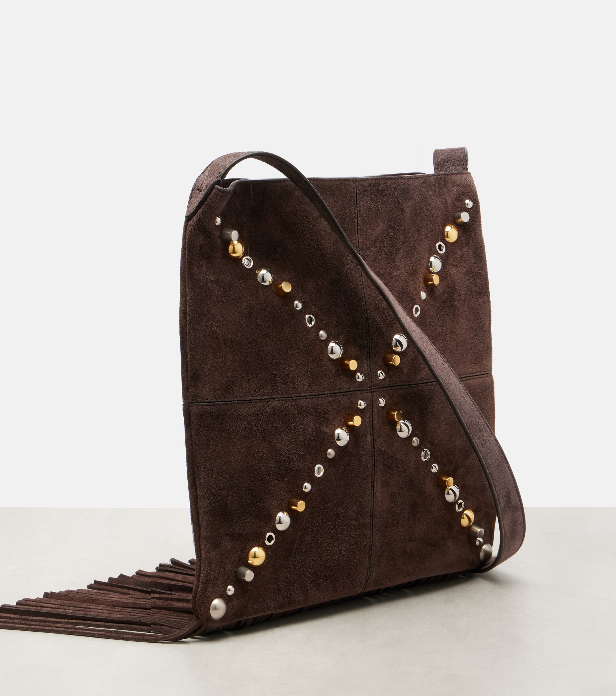 Valentino Garavani Nellcôte embellished suede shoulder bag thumbnail