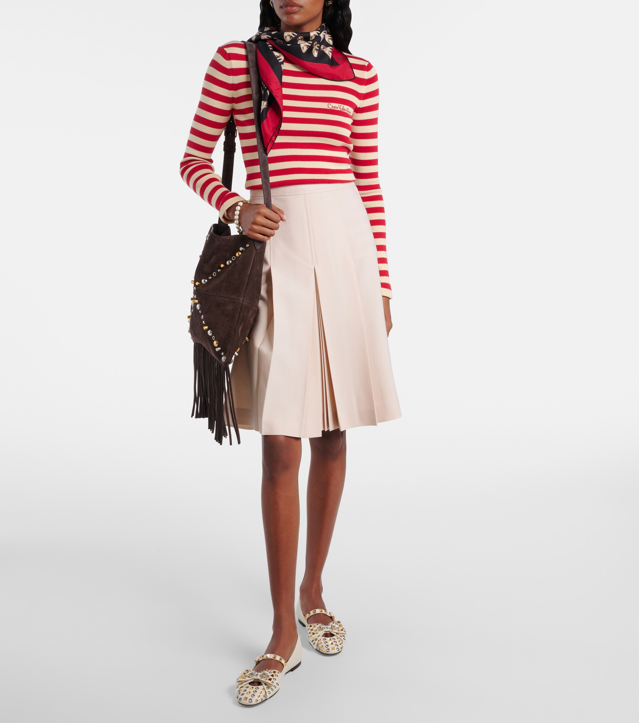 Valentino Garavani Nellcôte embellished suede shoulder bag thumbnail