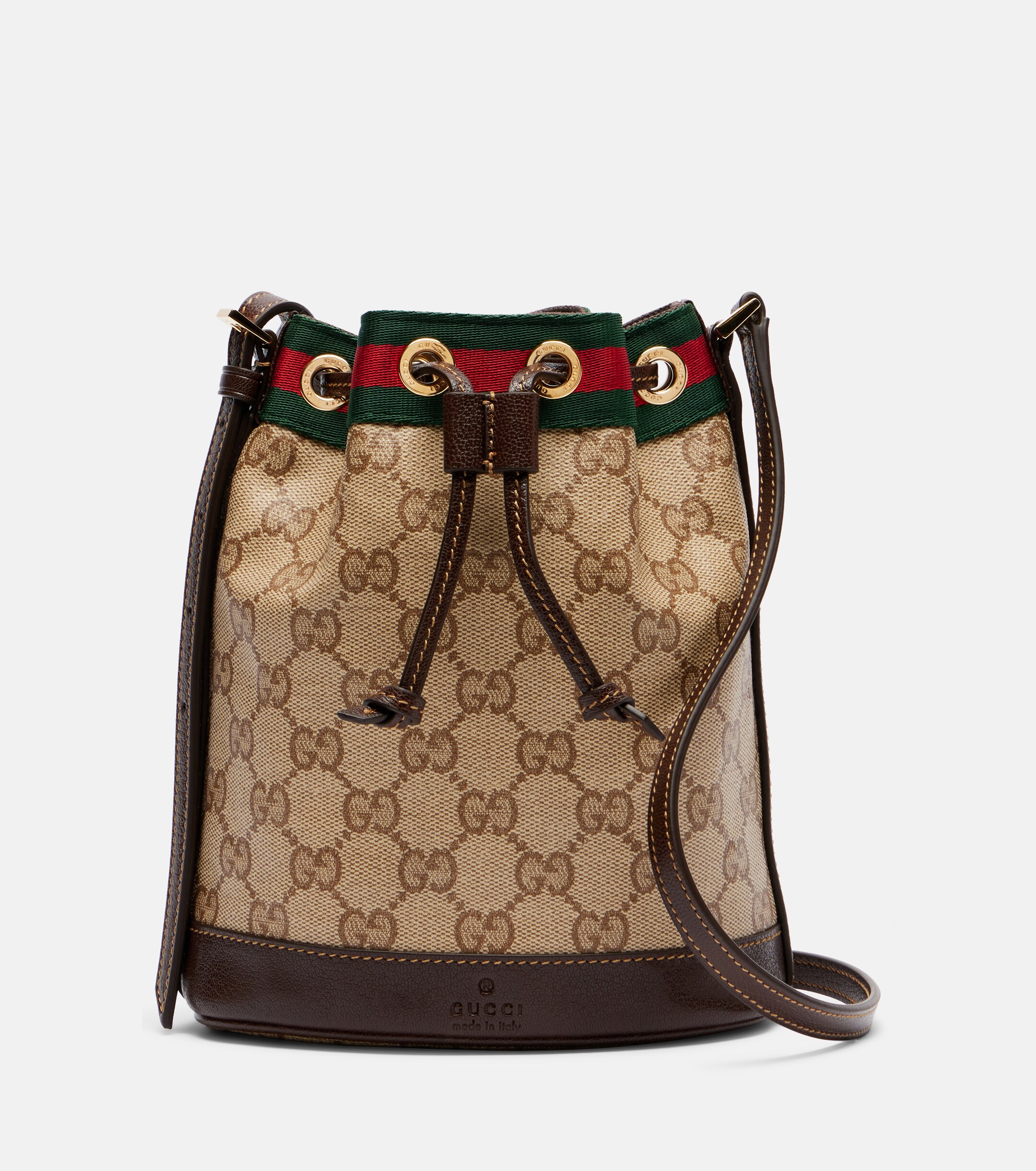 Gucci Web Stripe Mini GG canvas bucket bag