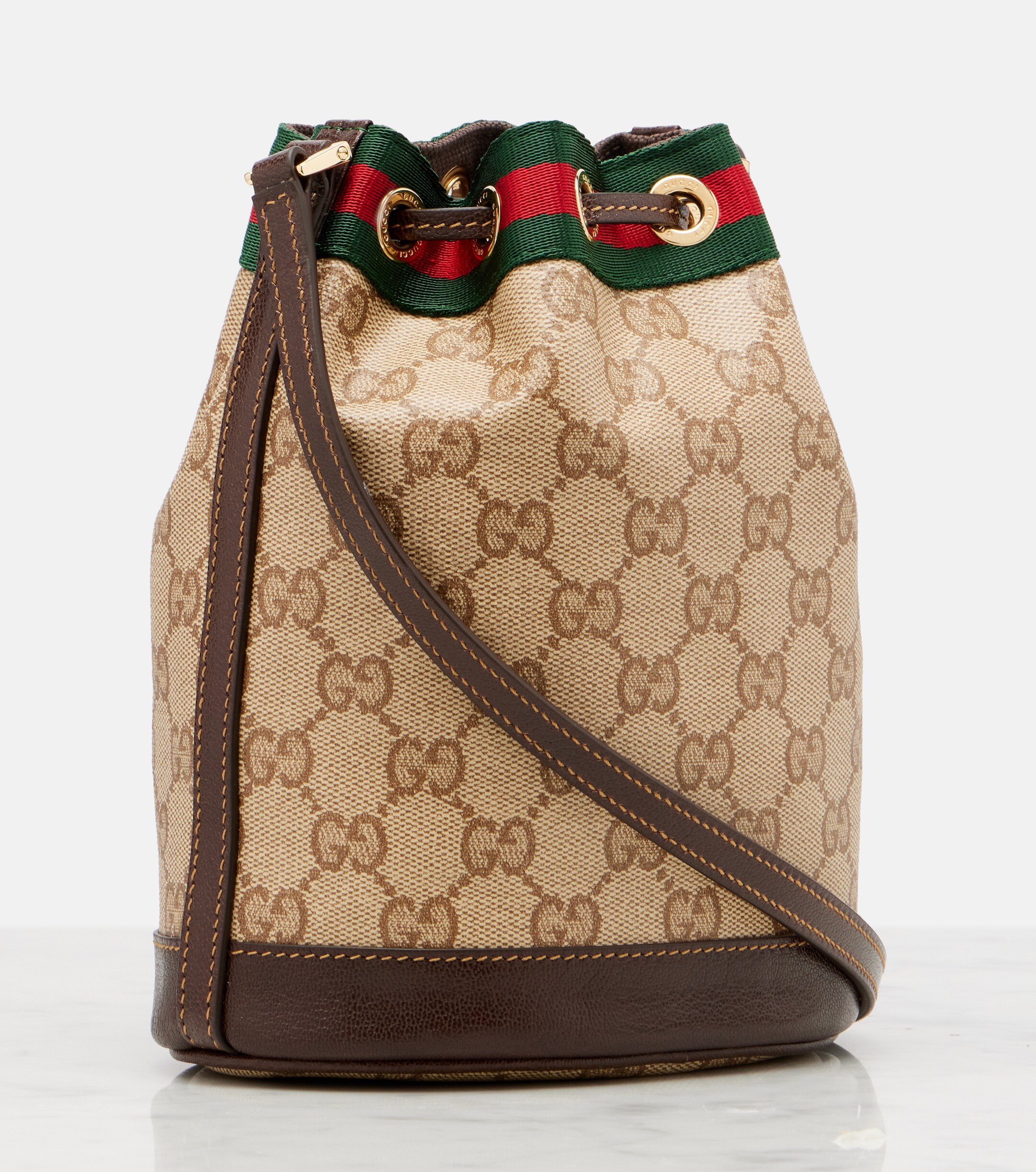 Gucci Web Stripe Mini GG canvas bucket bag