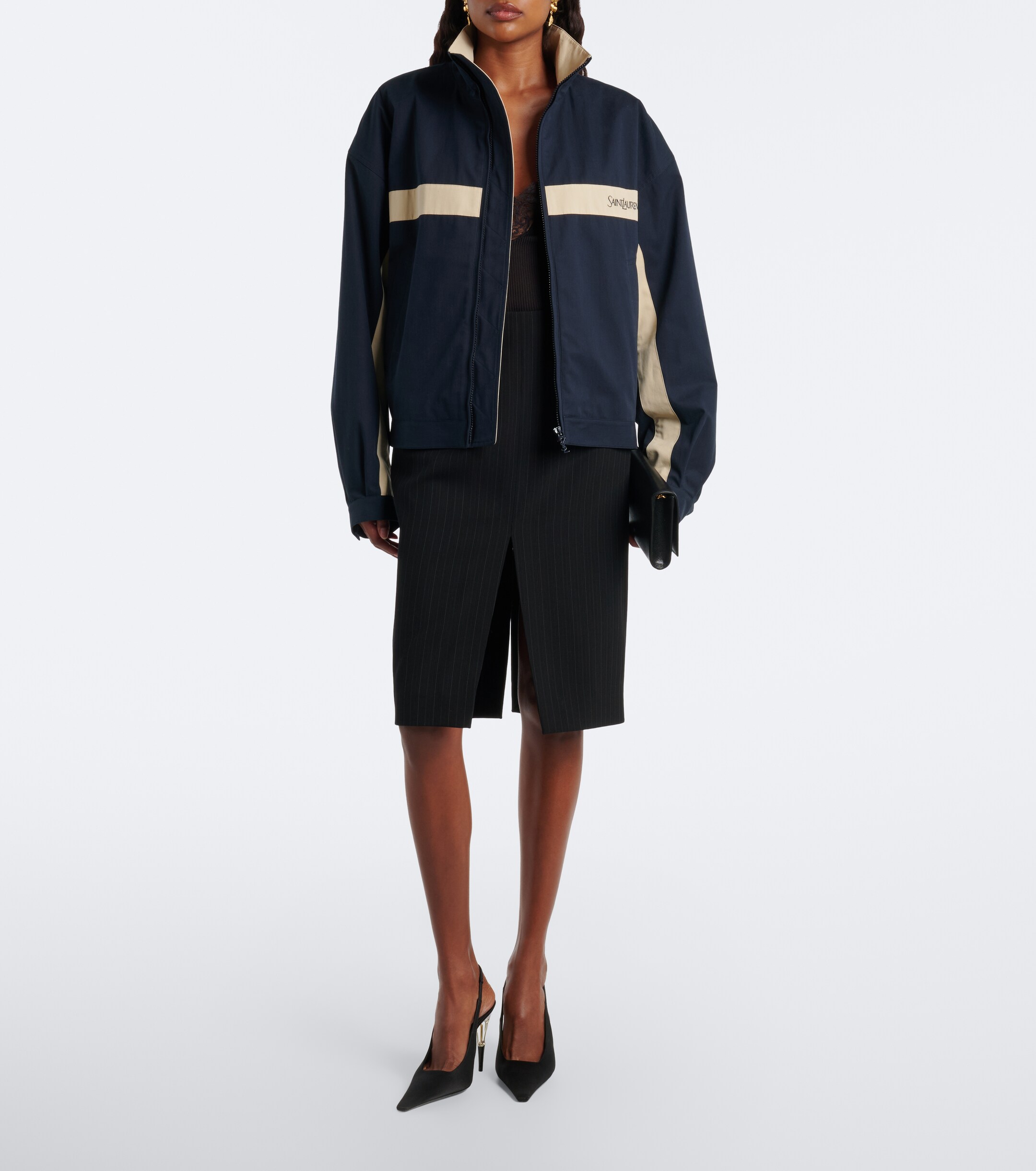 Saint Laurent Saint Laurent Chalk stripe wool-blend pencil skirt