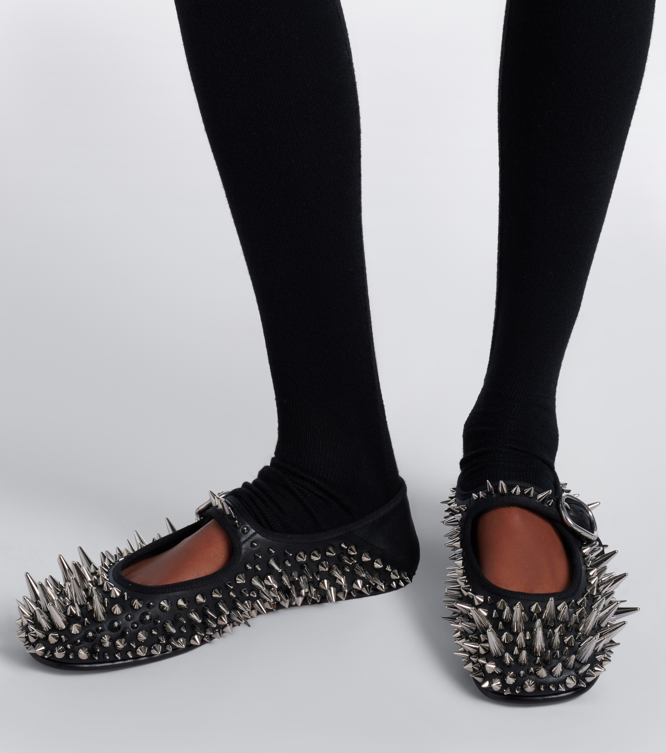 Bottega Veneta Bottega Veneta Veneziana spiked leather Mary Jane flats