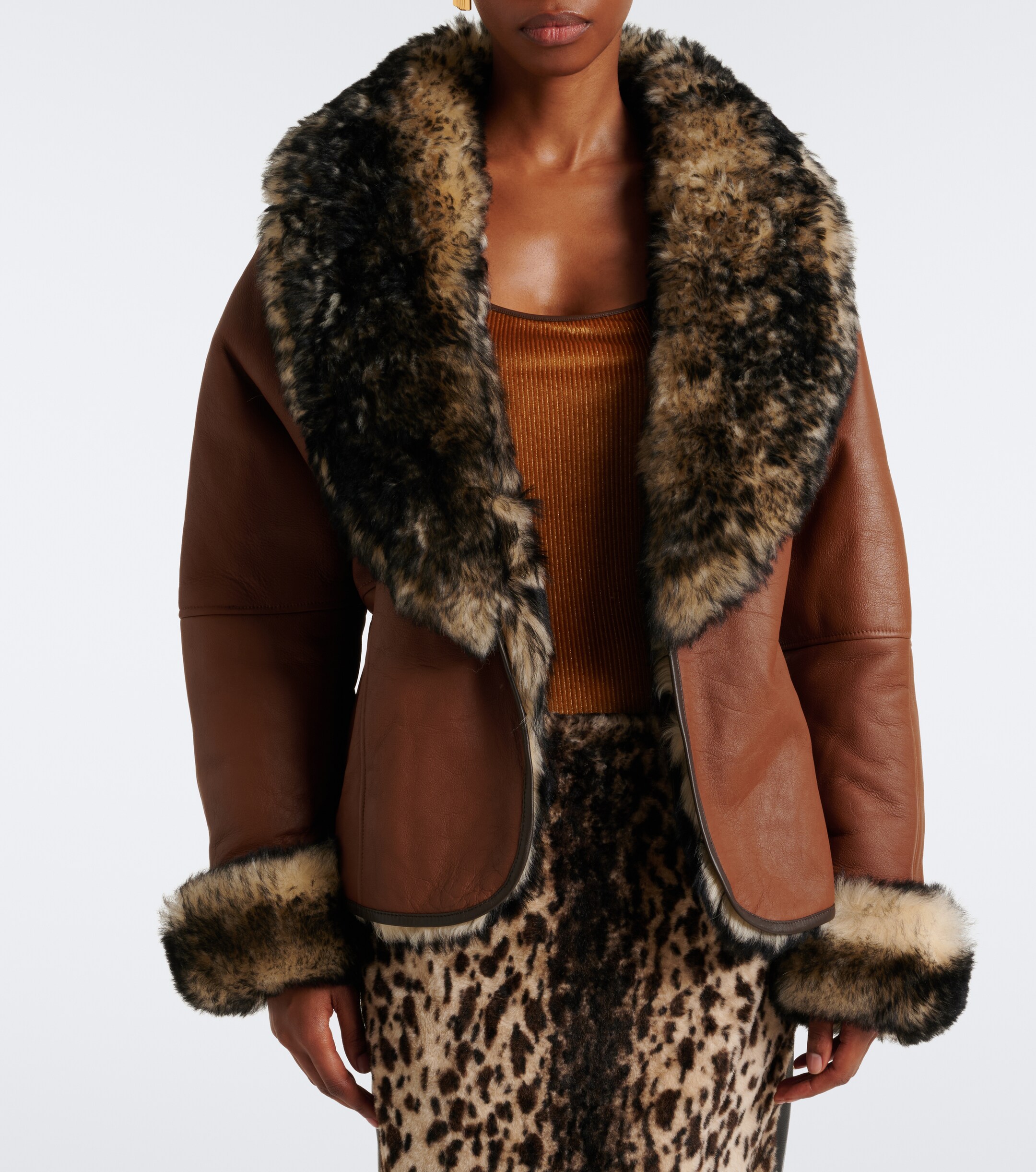 Jacques Wei Jacques Wei Shearling-trimmed leather jacket