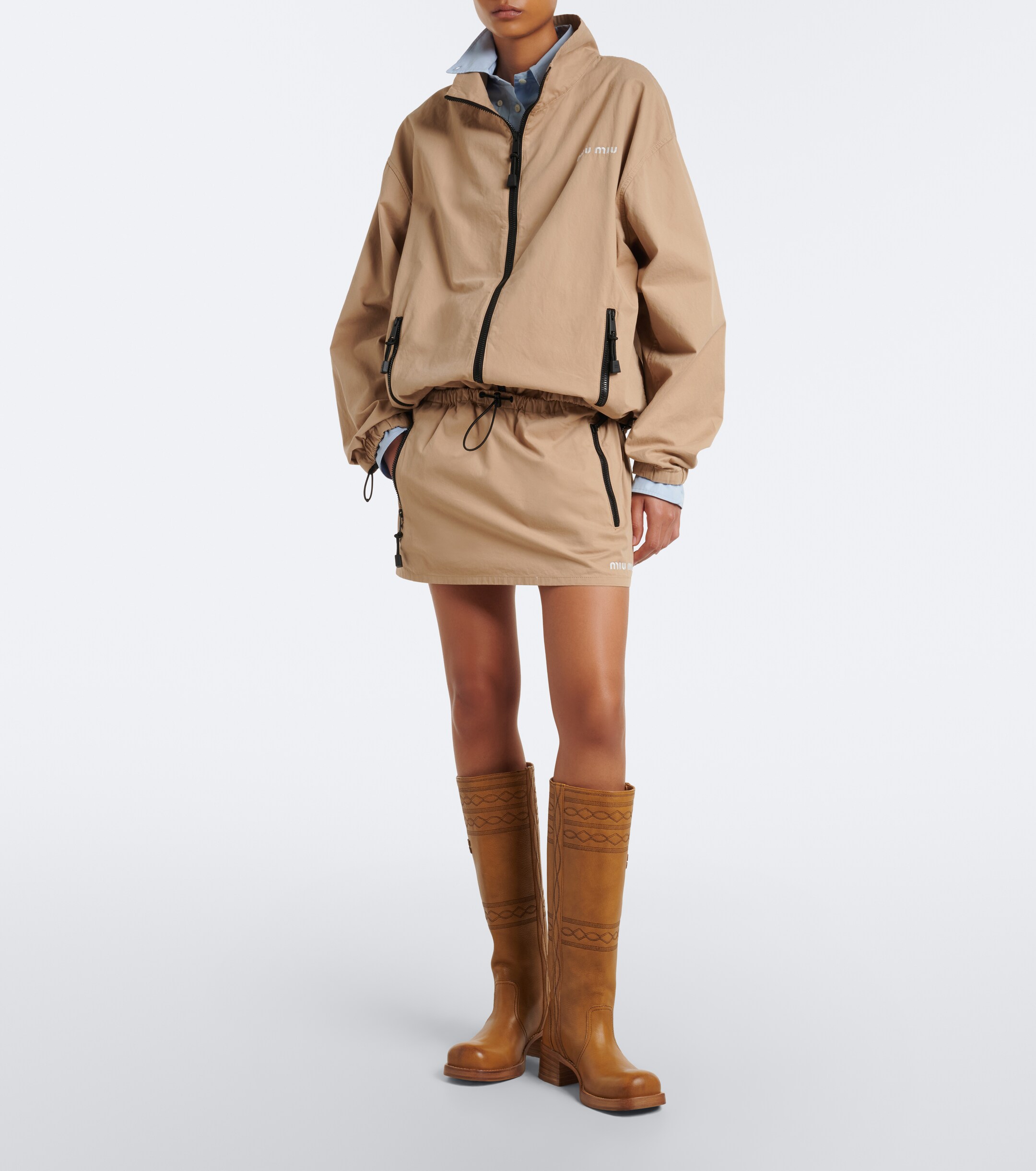 Miu Miu Miu Miu Embroidered leather knee-high boots