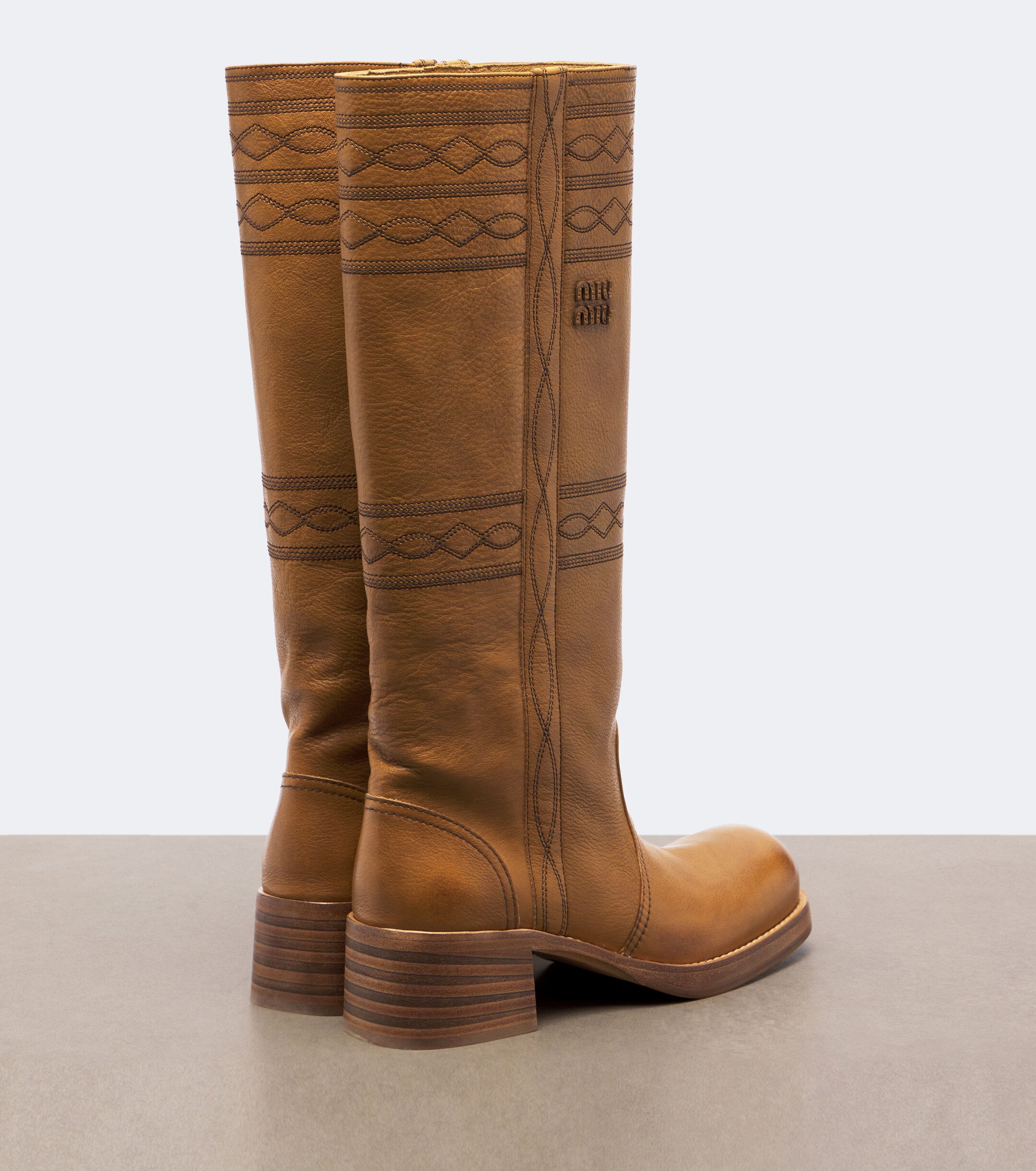 Miu Miu Miu Miu Embroidered leather knee-high boots