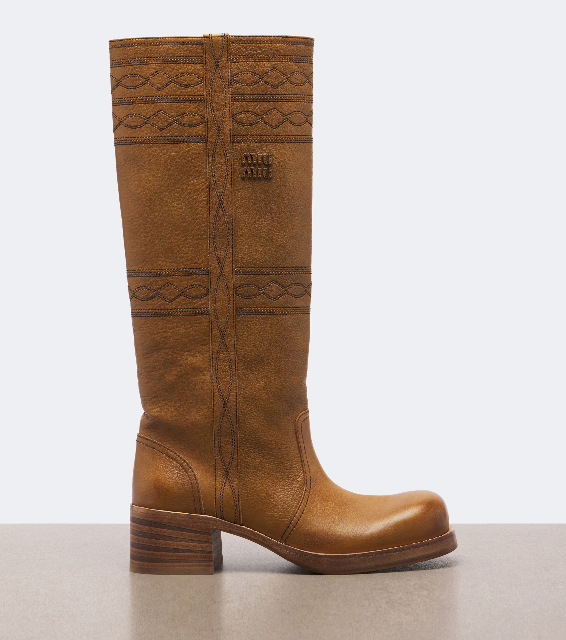 Miu Miu Miu Miu Embroidered leather knee-high boots