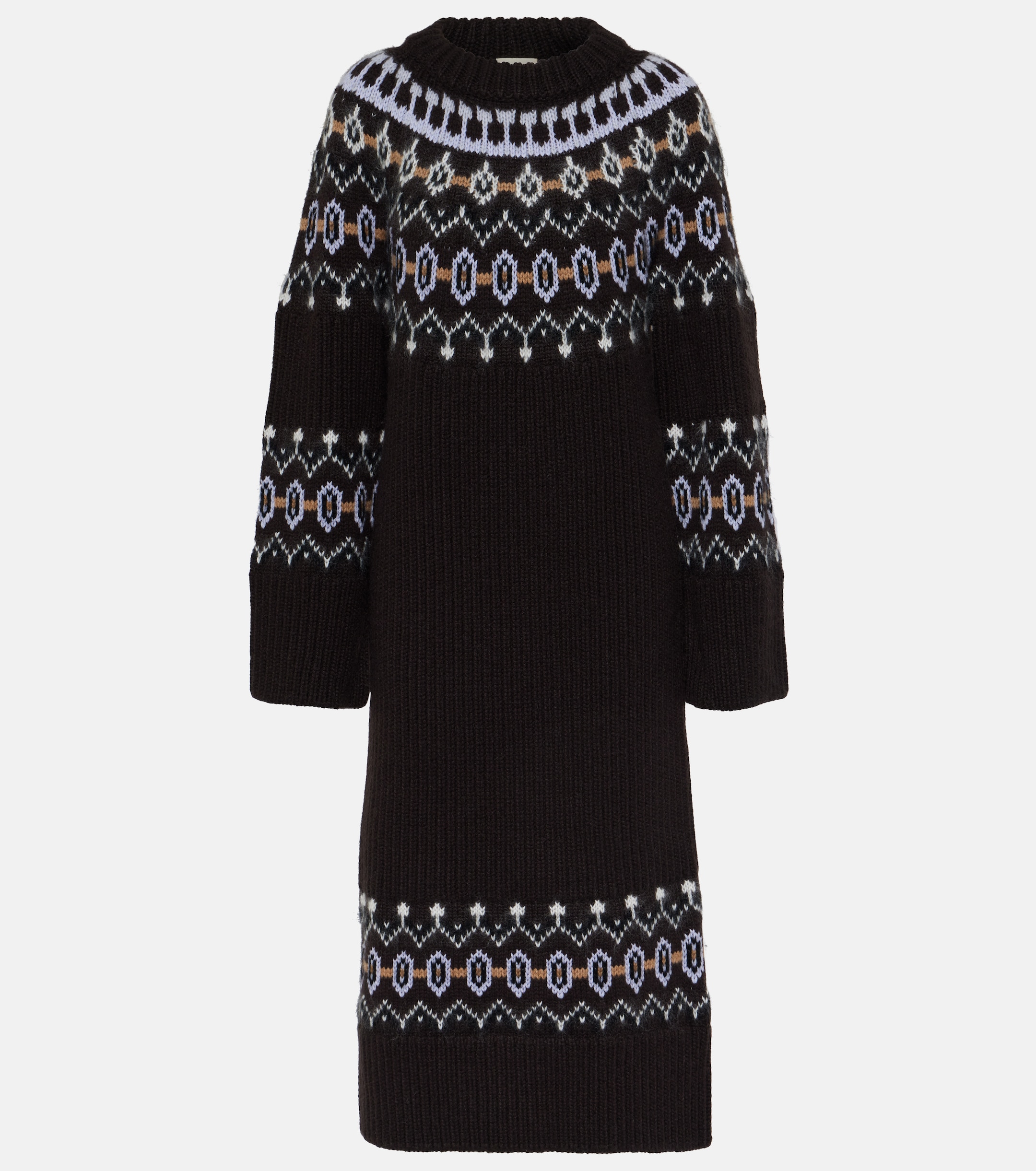 KHAITE Rivka Fair Isle cashmere-blend midi dress thumbnail