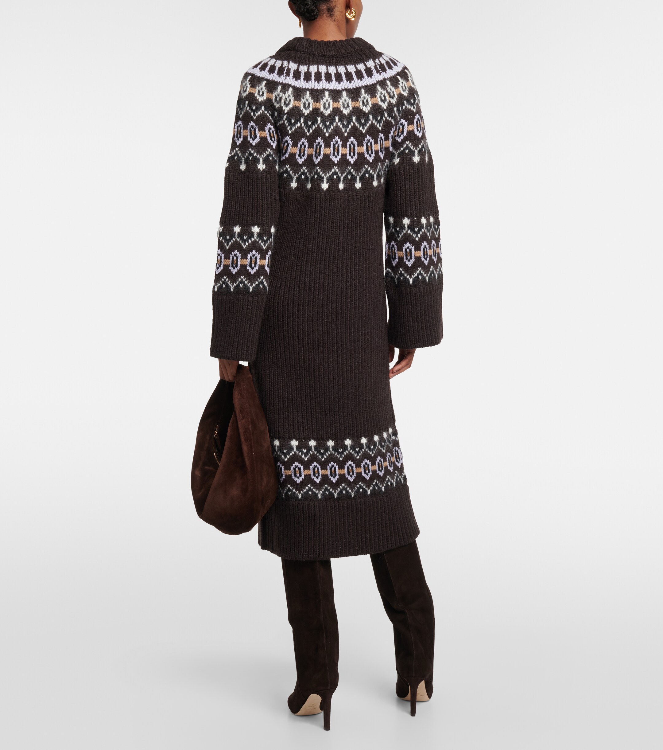 KHAITE Rivka Fair Isle cashmere-blend midi dress thumbnail
