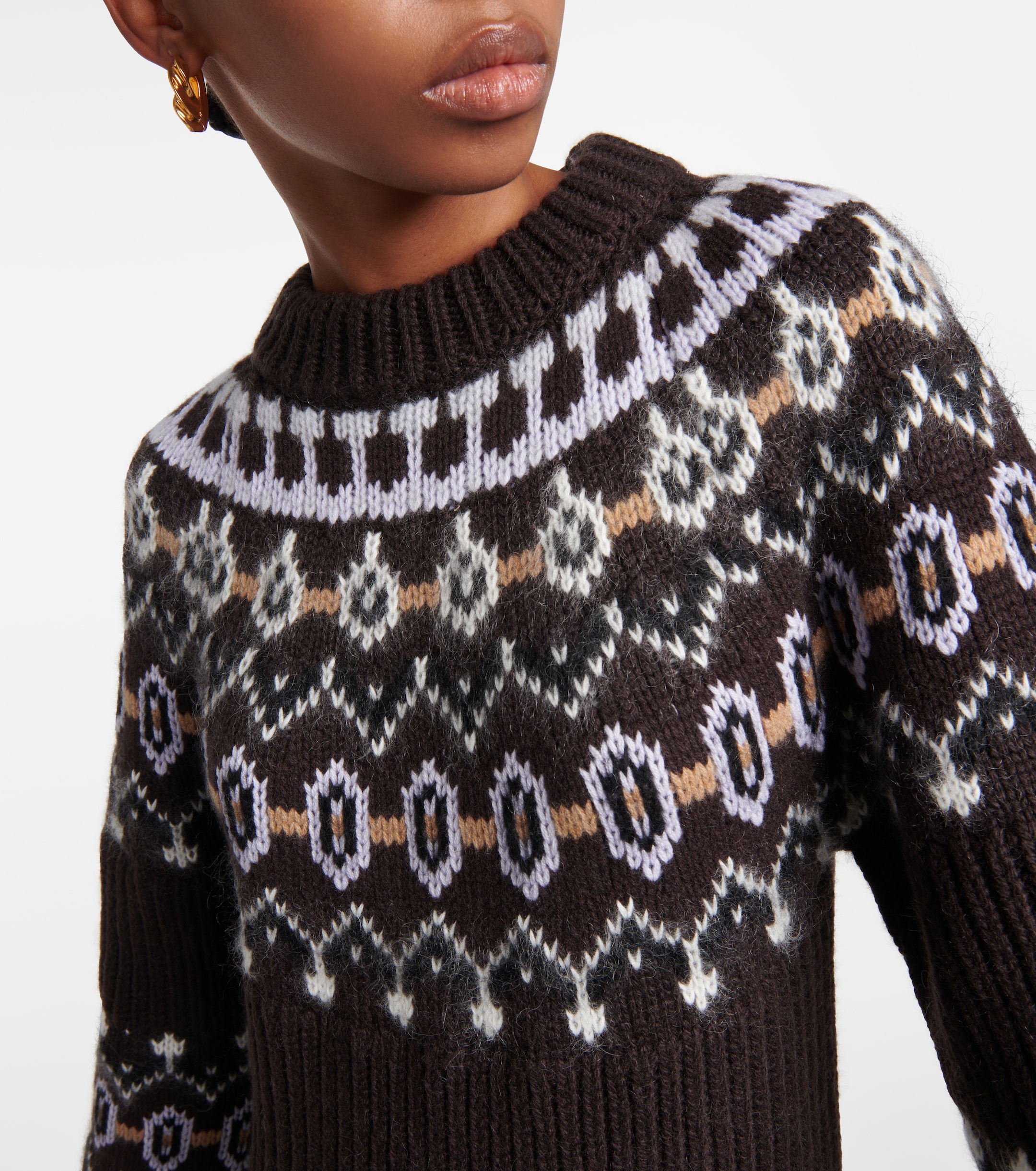 KHAITE Rivka Fair Isle cashmere-blend midi dress thumbnail