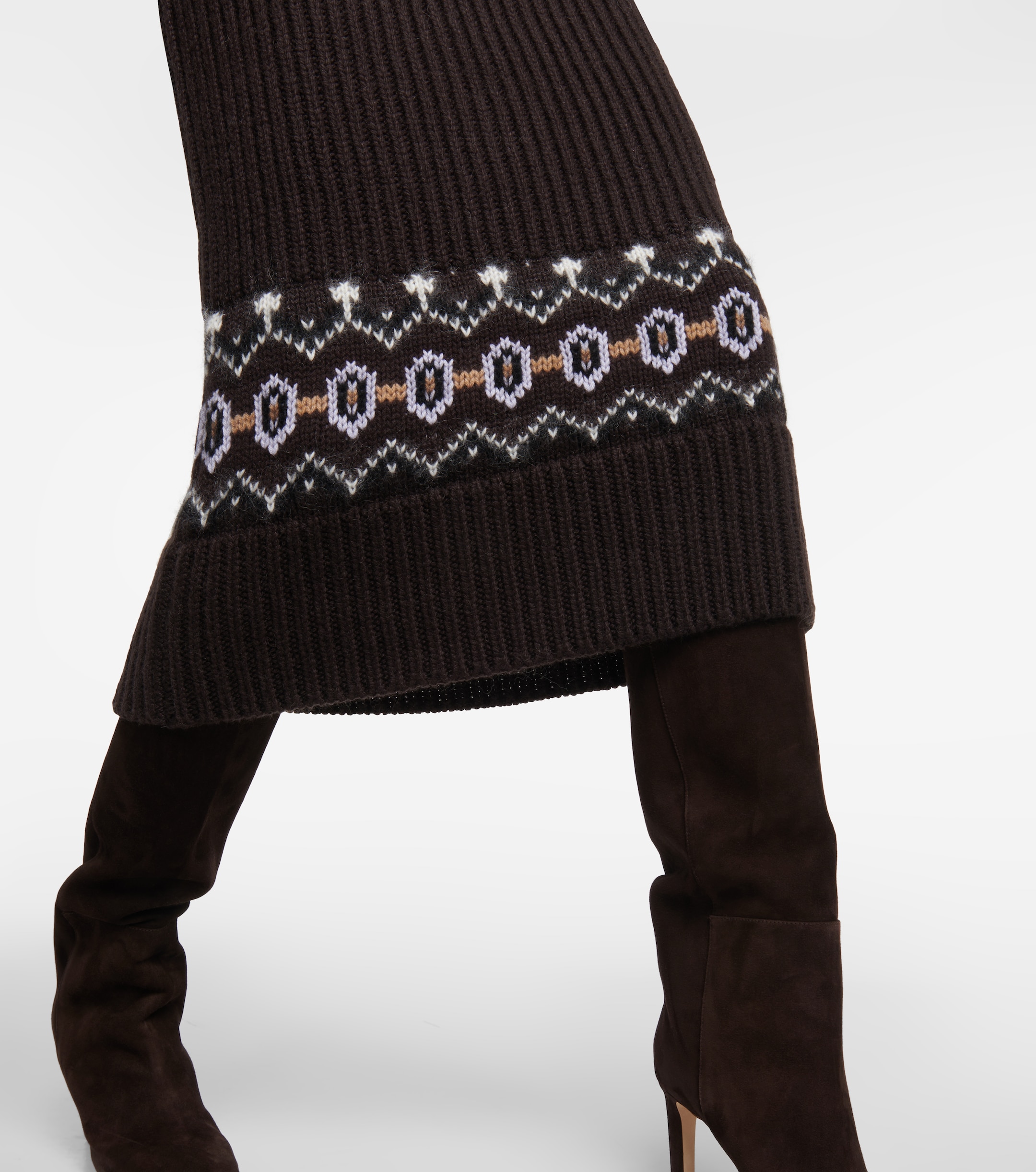 KHAITE Rivka Fair Isle cashmere-blend midi dress thumbnail
