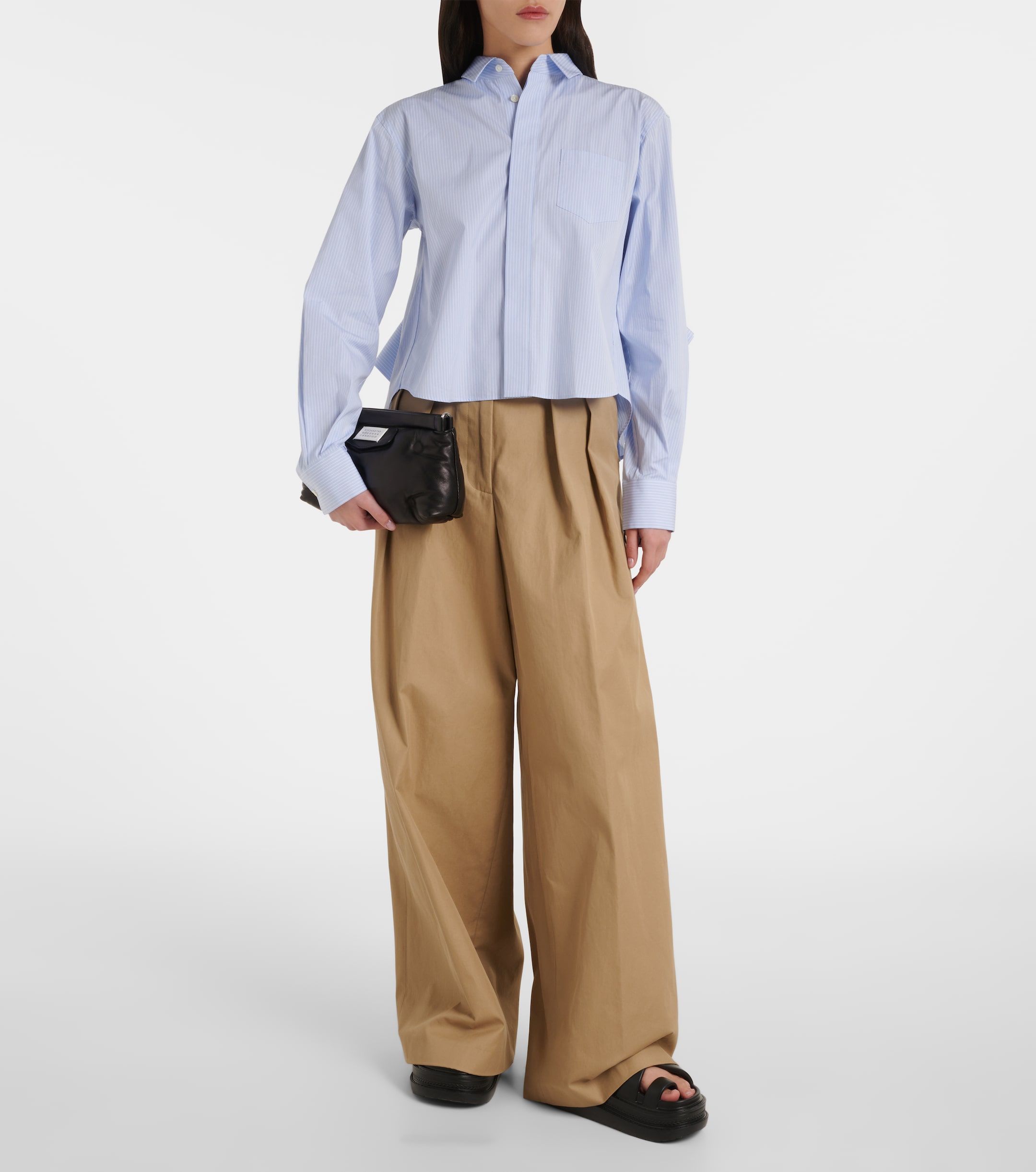 Sacai - Ruffled striped cotton poplin shirt | Plush
