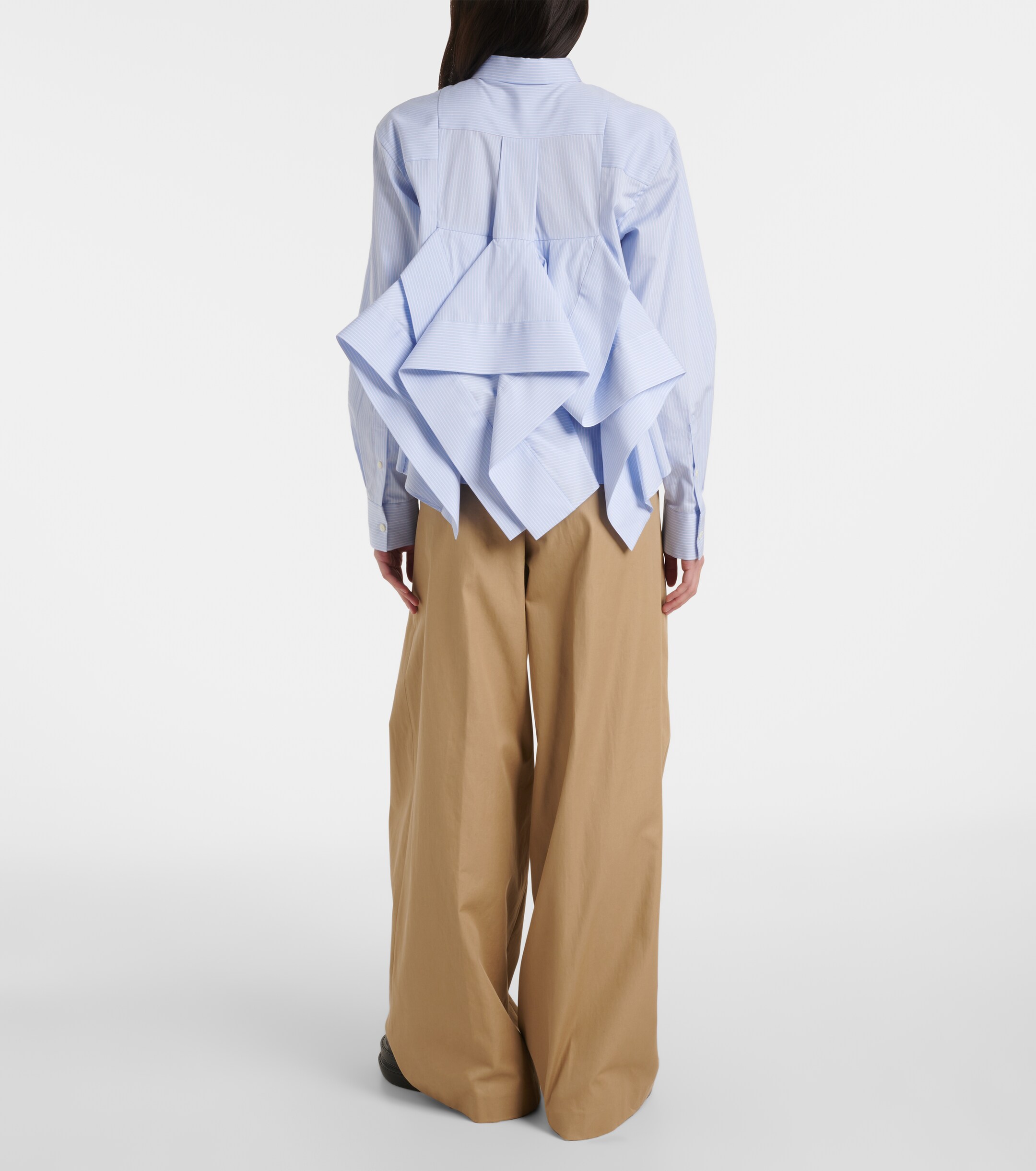 Sacai - Ruffled striped cotton poplin shirt | Plush