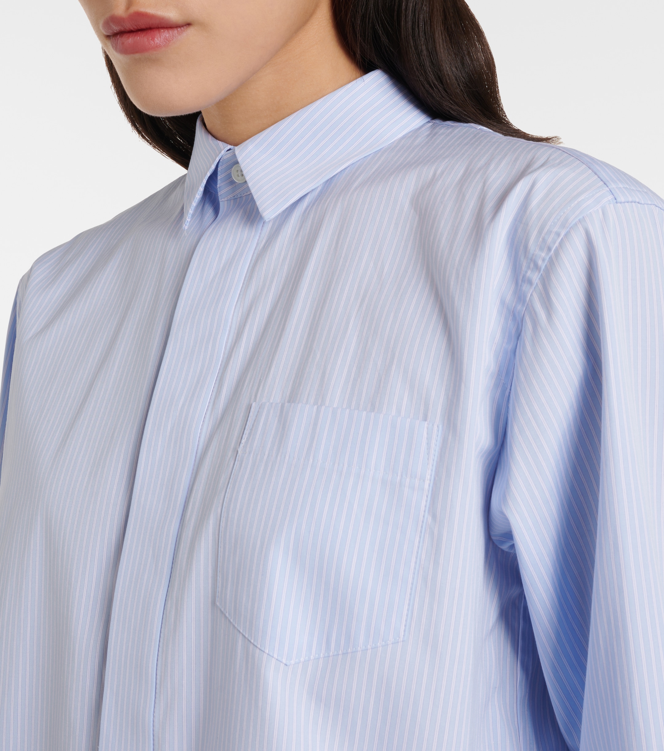 Sacai - Ruffled striped cotton poplin shirt | Plush