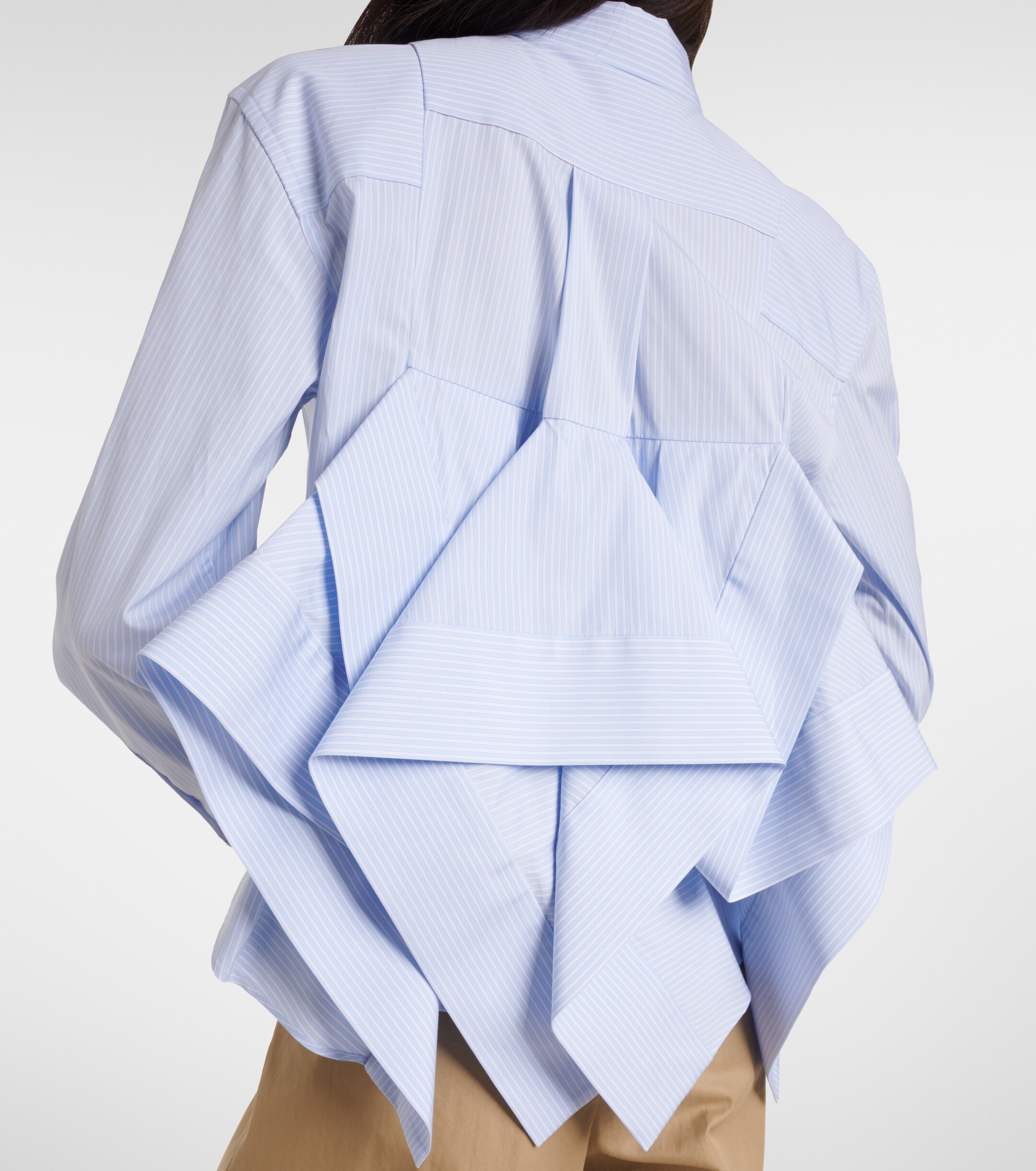 Sacai - Ruffled striped cotton poplin shirt | Plush