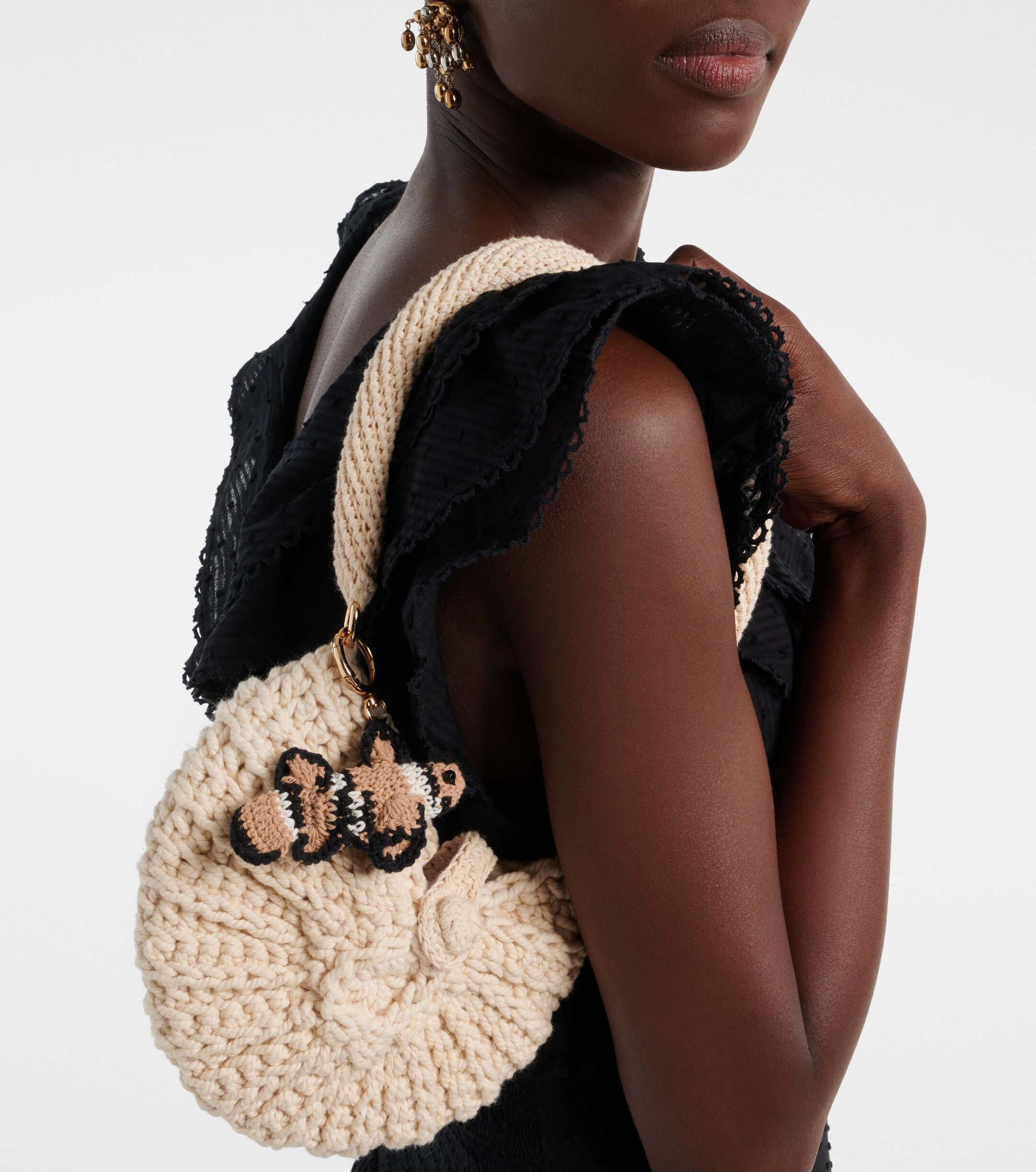 Poupette St Barth Praia Small crochet shoulder bag