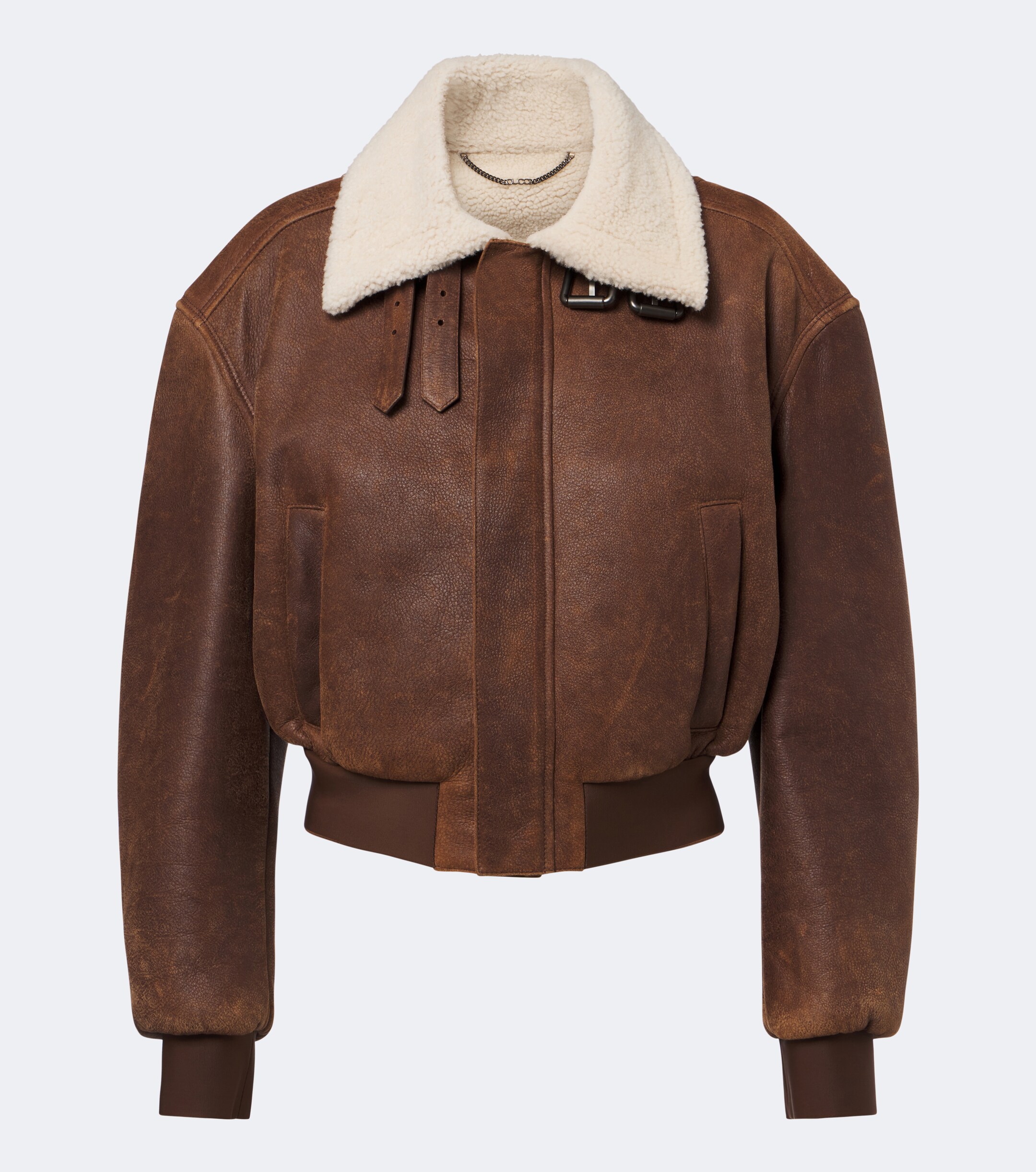 Gucci Gucci Shearling-trimmed leather blouson jacket
