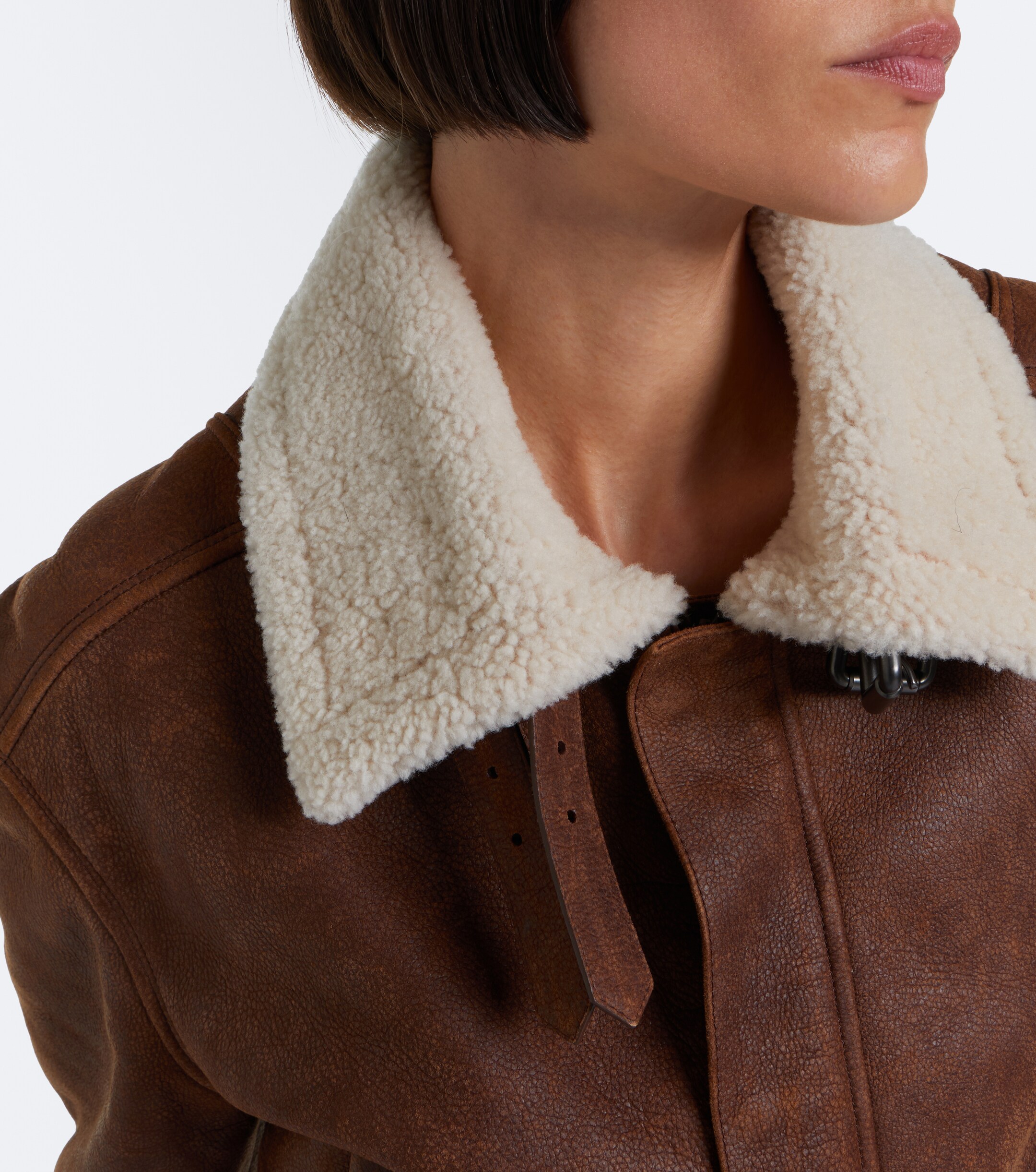 Gucci Gucci Shearling-trimmed leather blouson jacket
