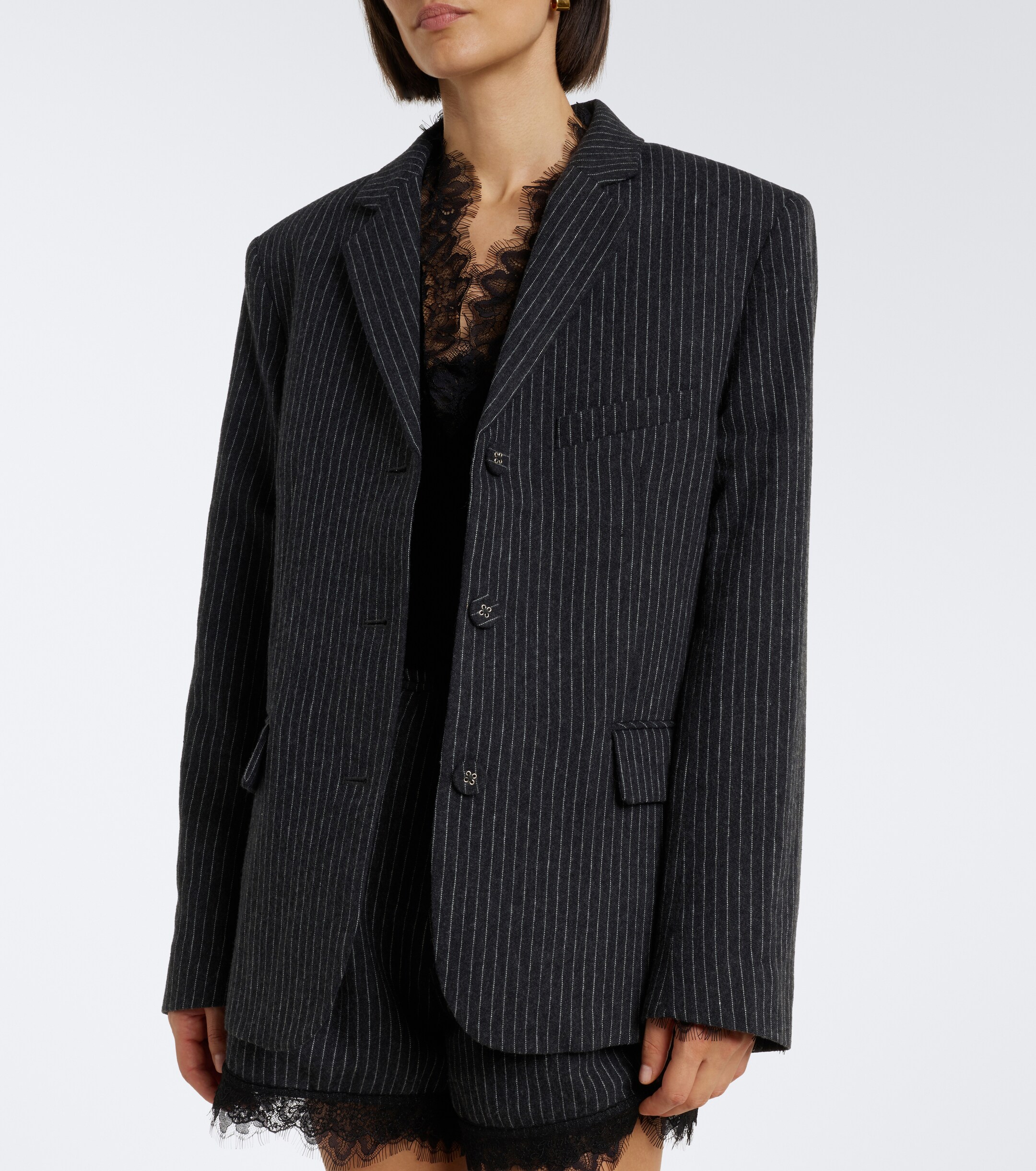 GANNI Ganni Pinstripe flannel blazer
