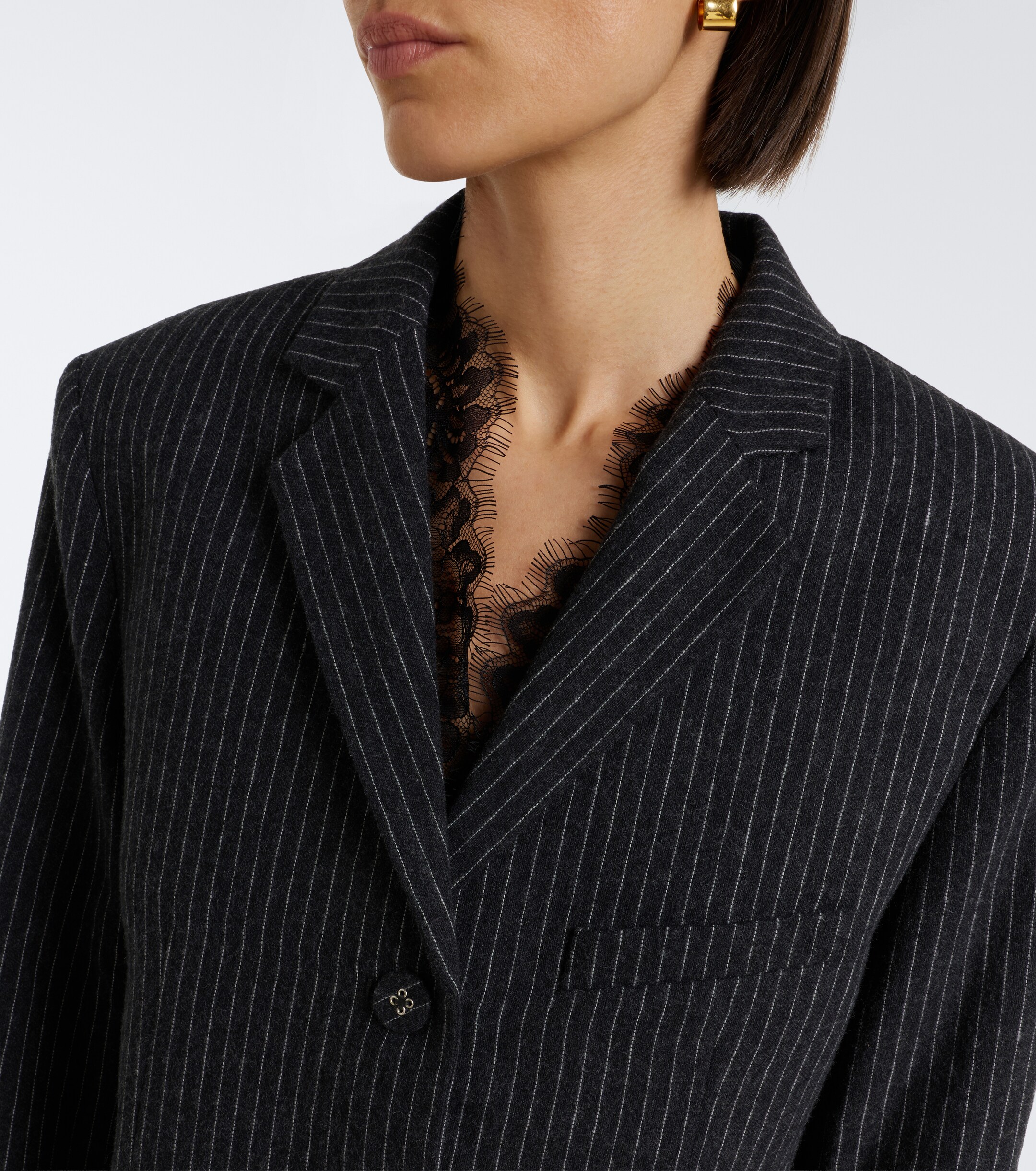GANNI Ganni Pinstripe flannel blazer