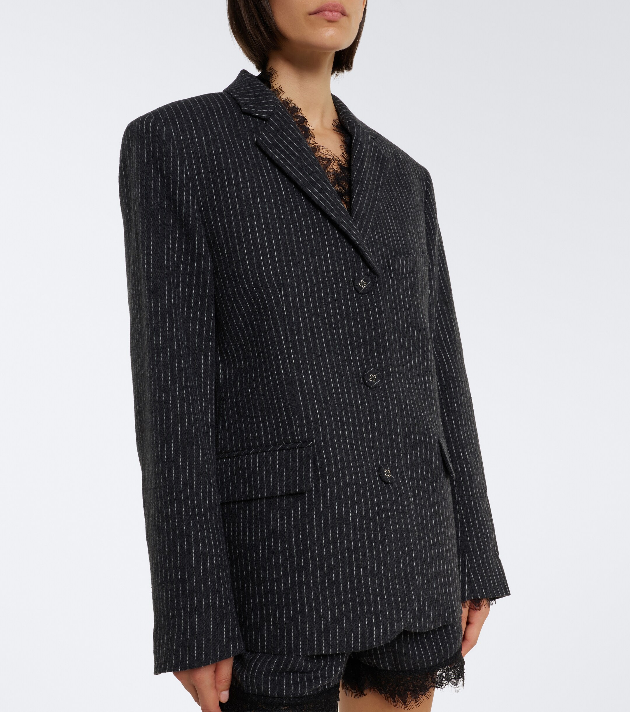 GANNI Ganni Pinstripe flannel blazer