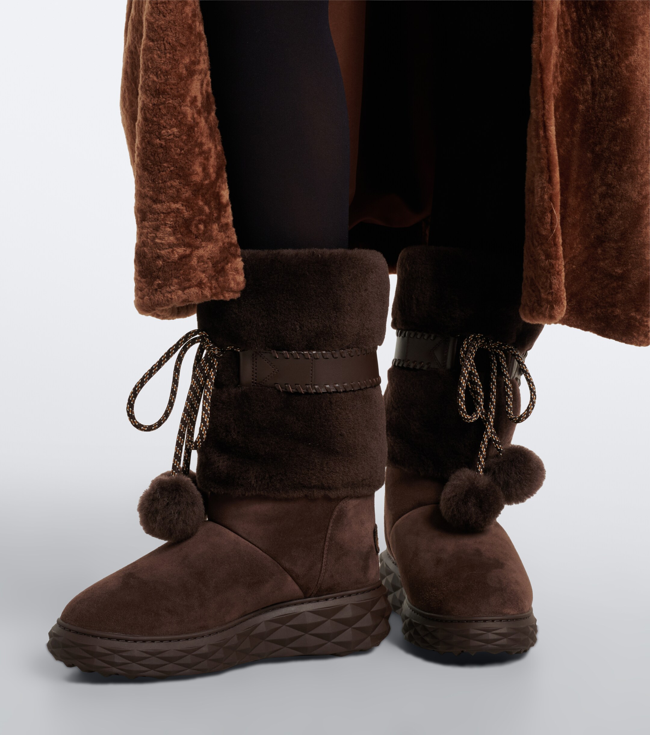 JIMMY CHOO Jimmy Choo Cobi shearling-trimmed suede platform boots