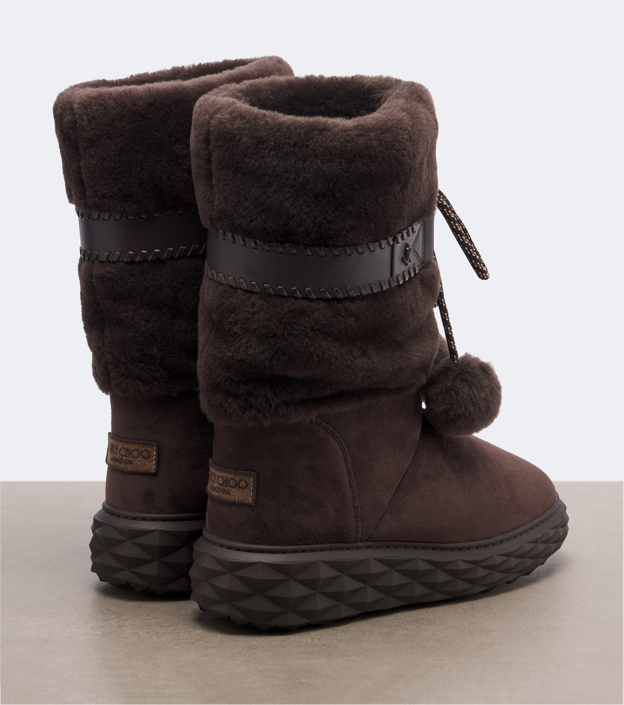 JIMMY CHOO Jimmy Choo Cobi shearling-trimmed suede platform boots