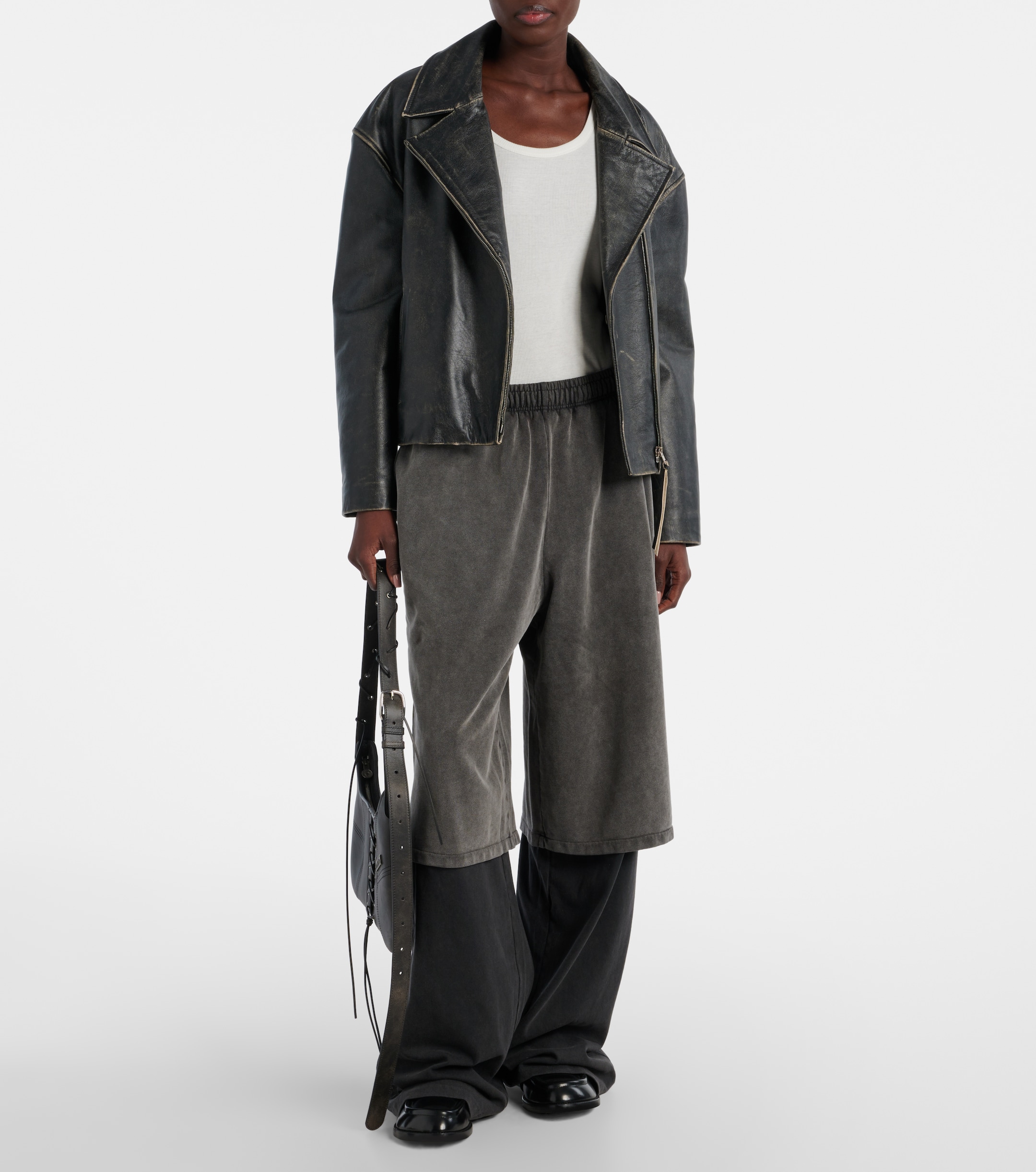 Acne Studios Layered cotton fleece sweatpants