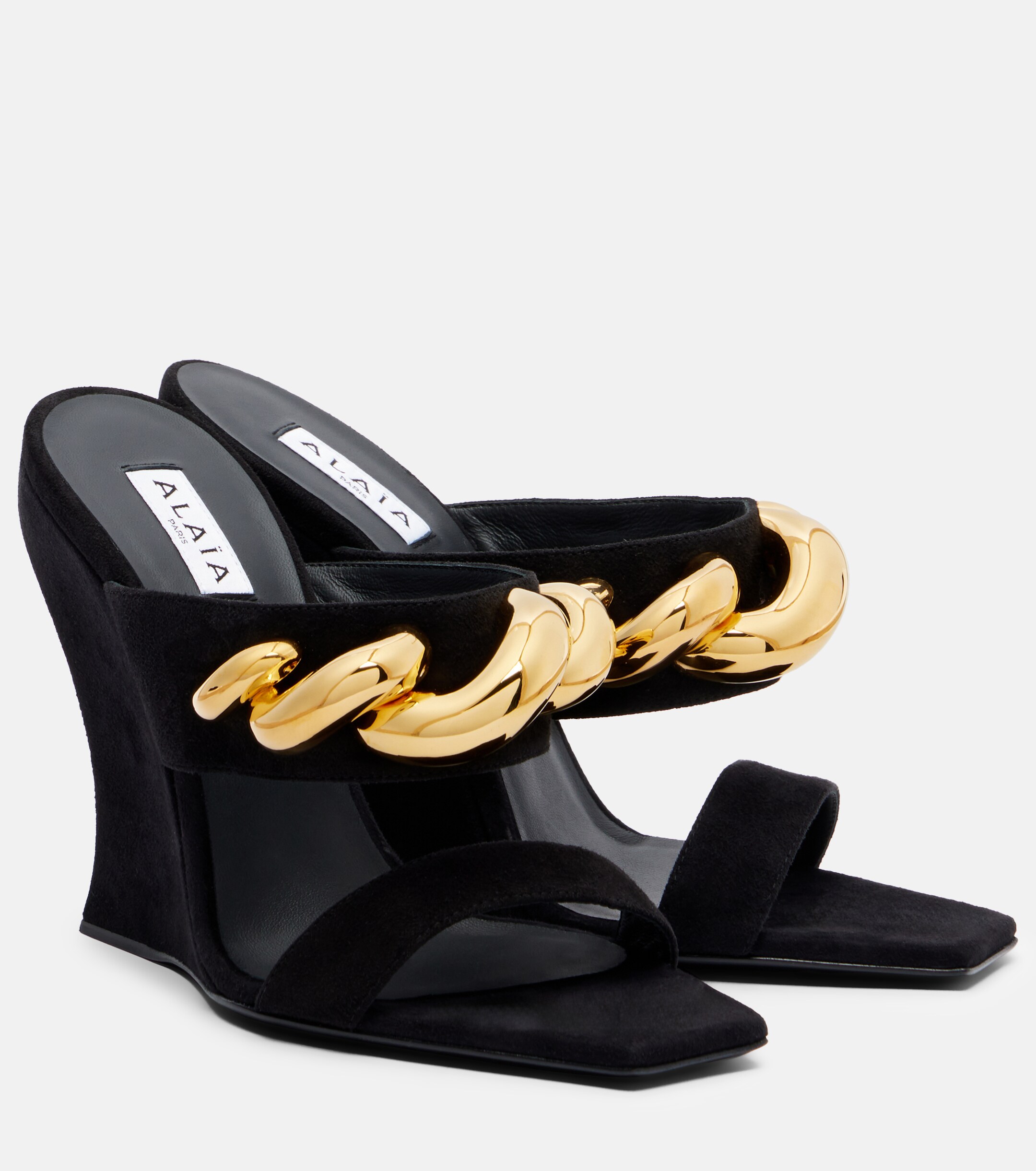 Alaïa Wave Jewel 110 suede wedge mules