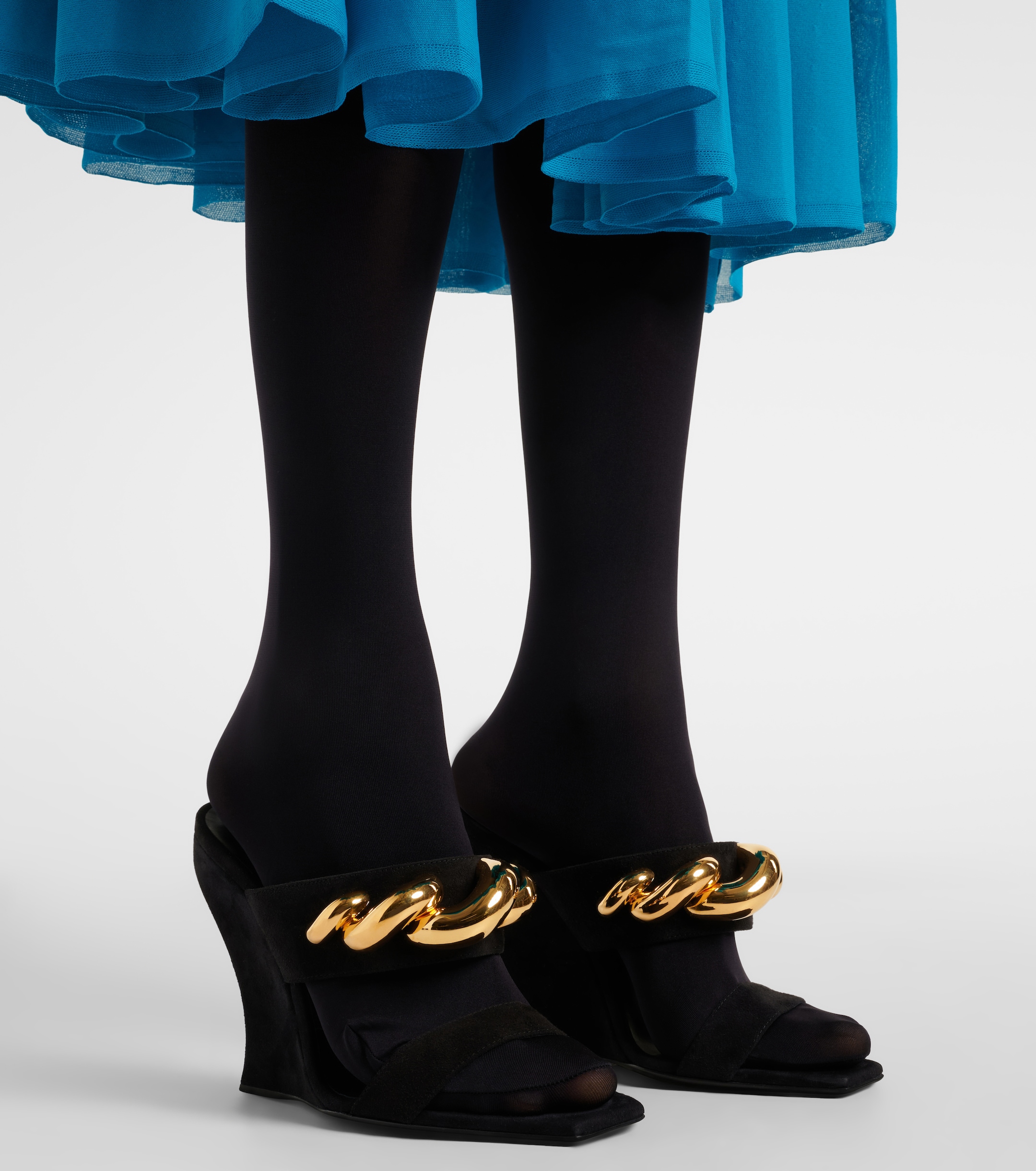 Alaïa Wave Jewel 110 suede wedge mules