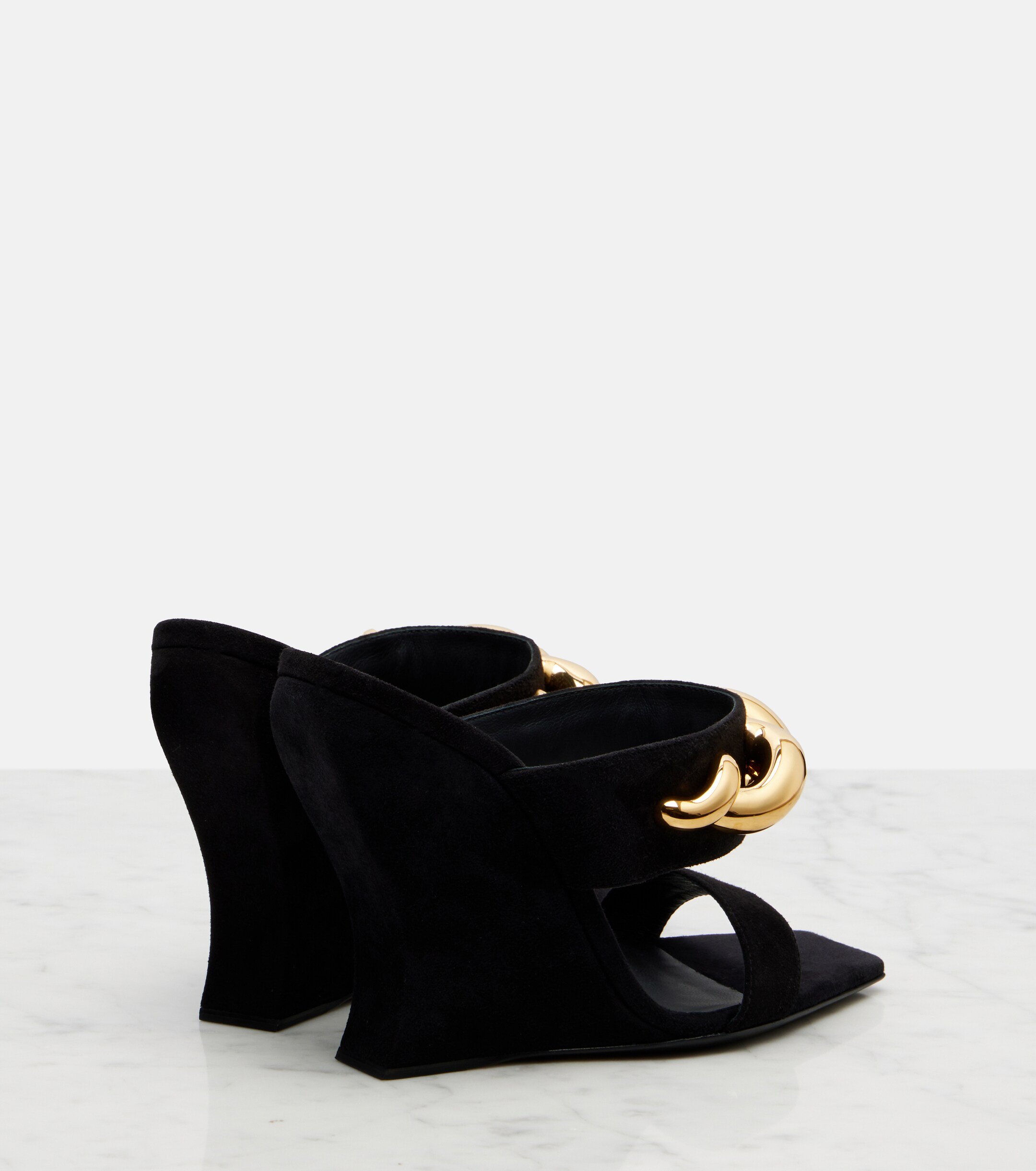 Alaïa Wave Jewel 110 suede wedge mules