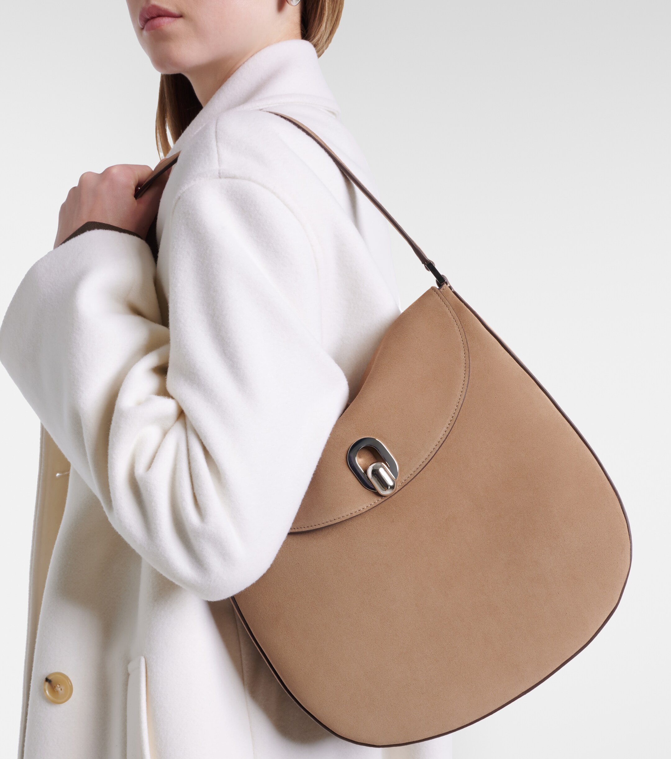 Savette Tondo Large suede shoulder bag thumbnail