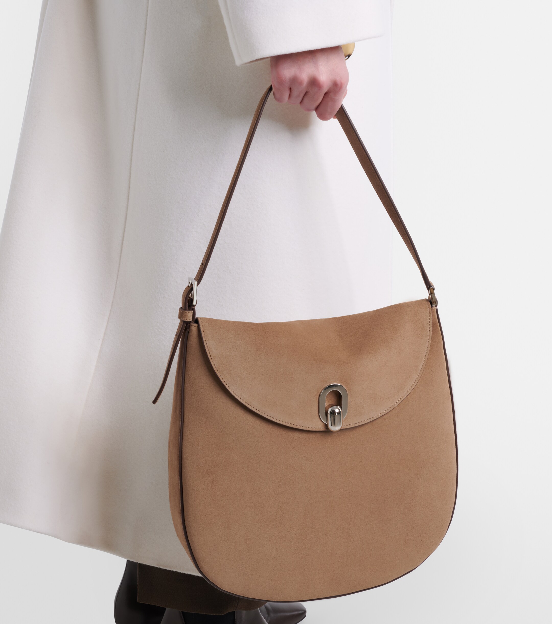 Savette Tondo Large suede shoulder bag thumbnail