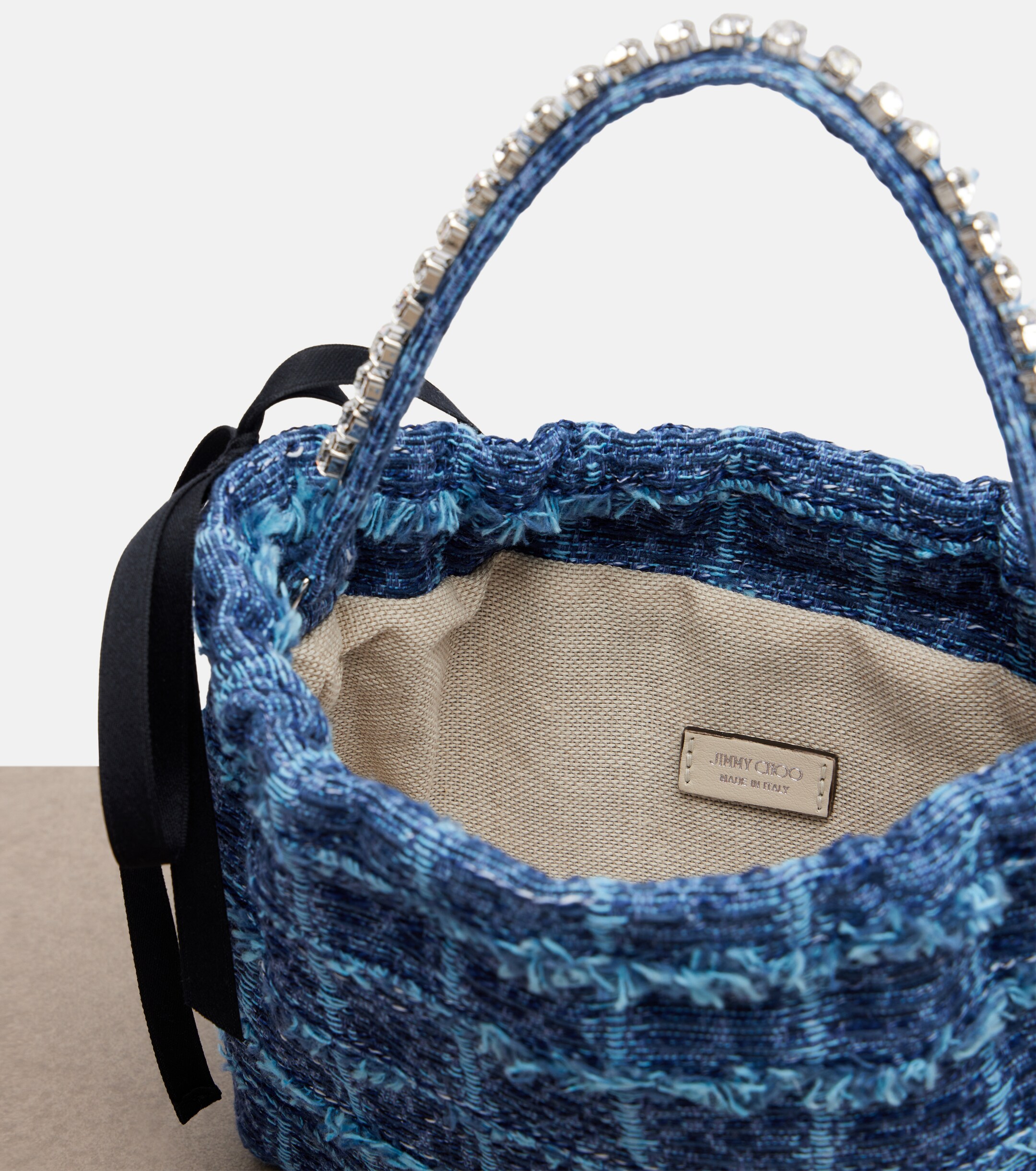 JIMMY CHOO Drawstring Mini embellished top-handle bag