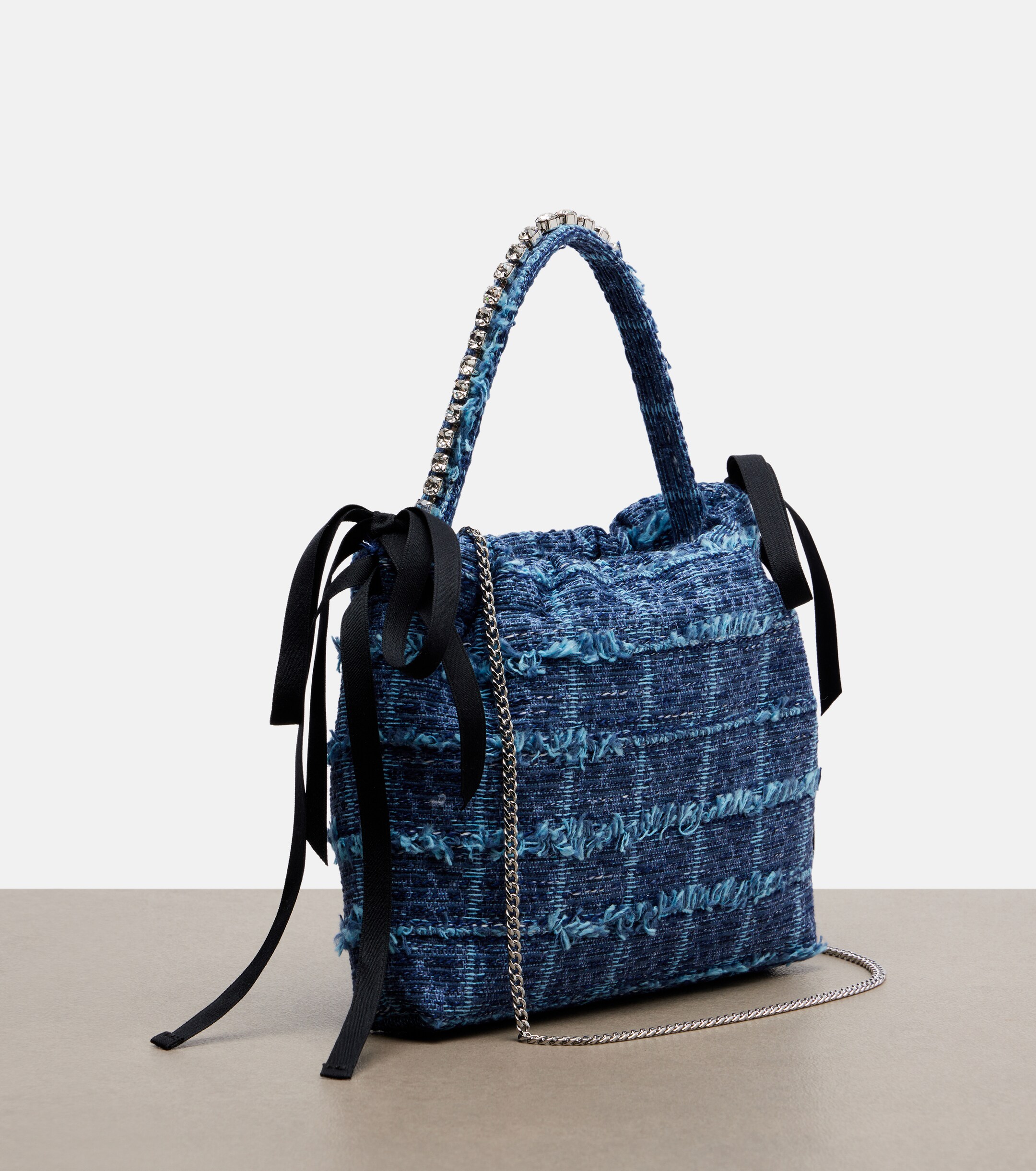JIMMY CHOO Drawstring Mini embellished top-handle bag